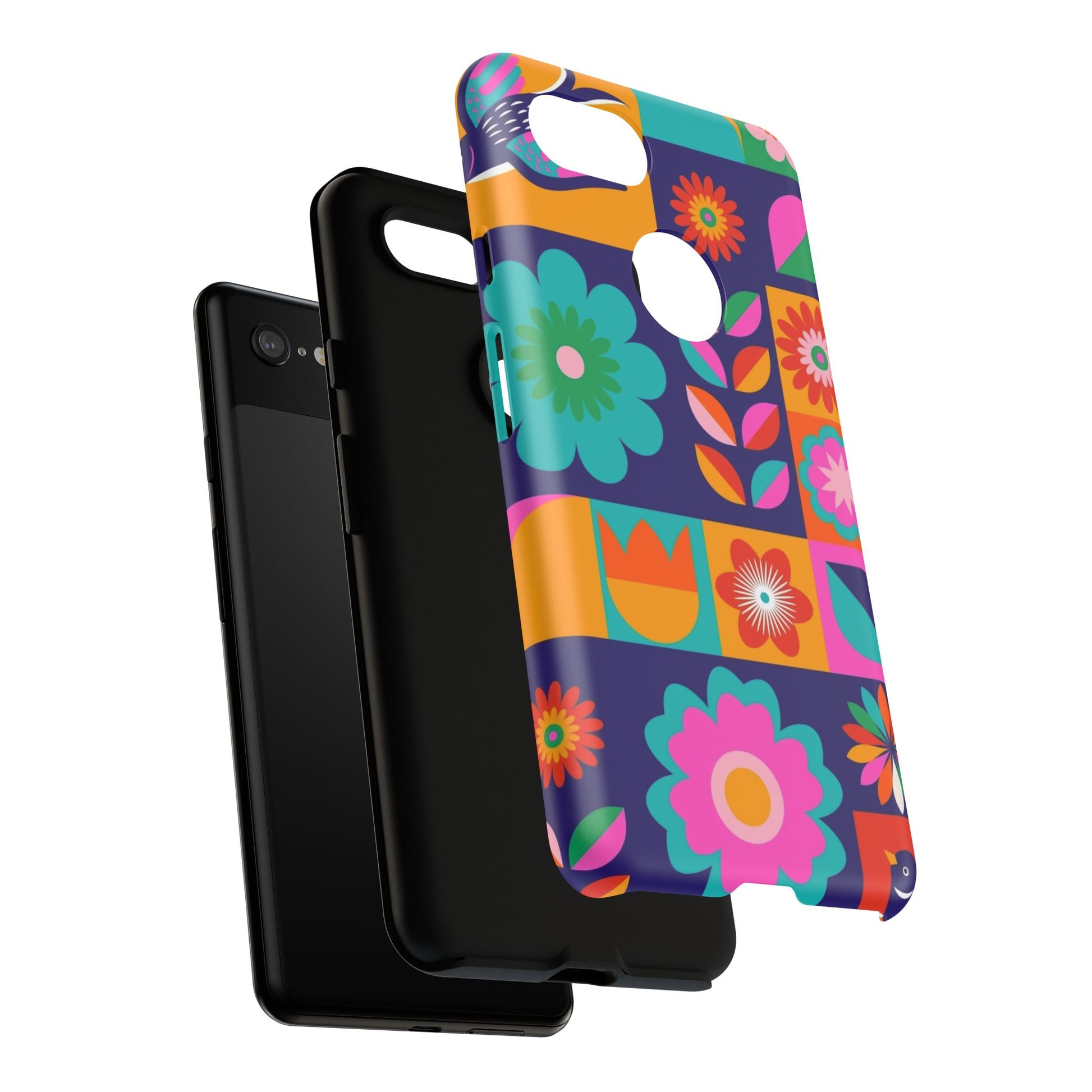 Colorful Floral Phone Case, Tough Cases for Protection, Vibrant Design Cover for Gift, Stylish Cell Phone Accessory, Fun Floral Designs - FORMO