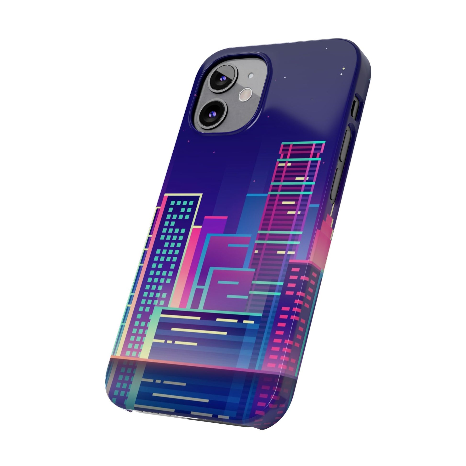 Urban Skyline Slim Phone Cases, Cityscape iPhone Cover, Colorful Night Design, Trendy Phone Accessory, Gifts for City Lovers - FORMO