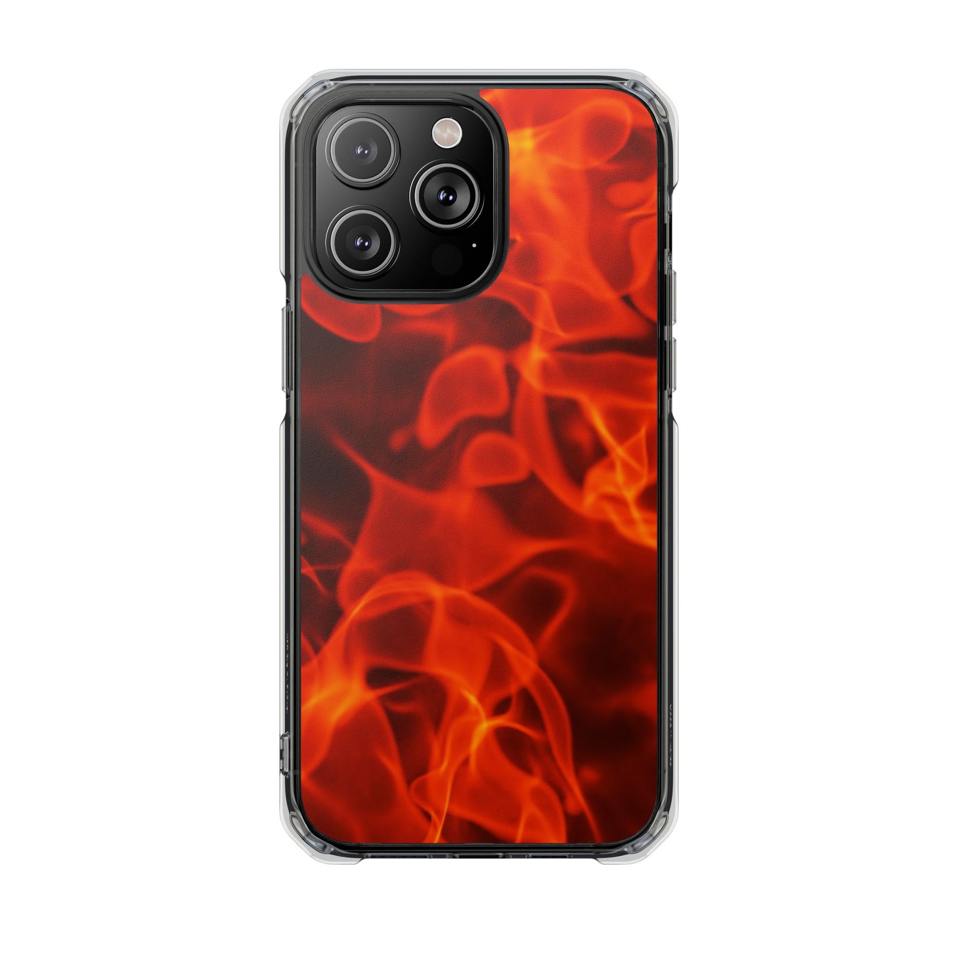 Magnetic Clear Phone Cases with Fiery Design, Protective Case for iPhone, Customizable Tech Accessory, Unique Gift Idea, Holiday Gift - FORMO