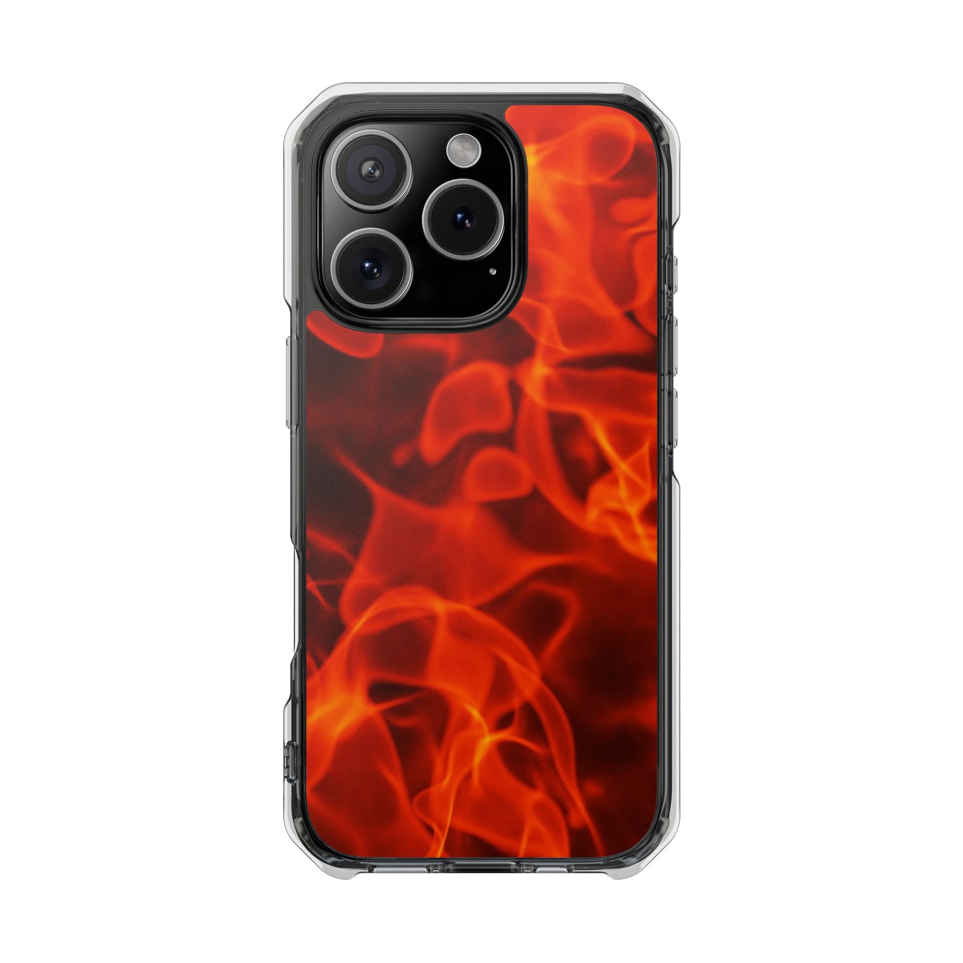 Magnetic Clear Phone Cases with Fiery Design, Protective Case for iPhone, Customizable Tech Accessory, Unique Gift Idea, Holiday Gift - FORMO