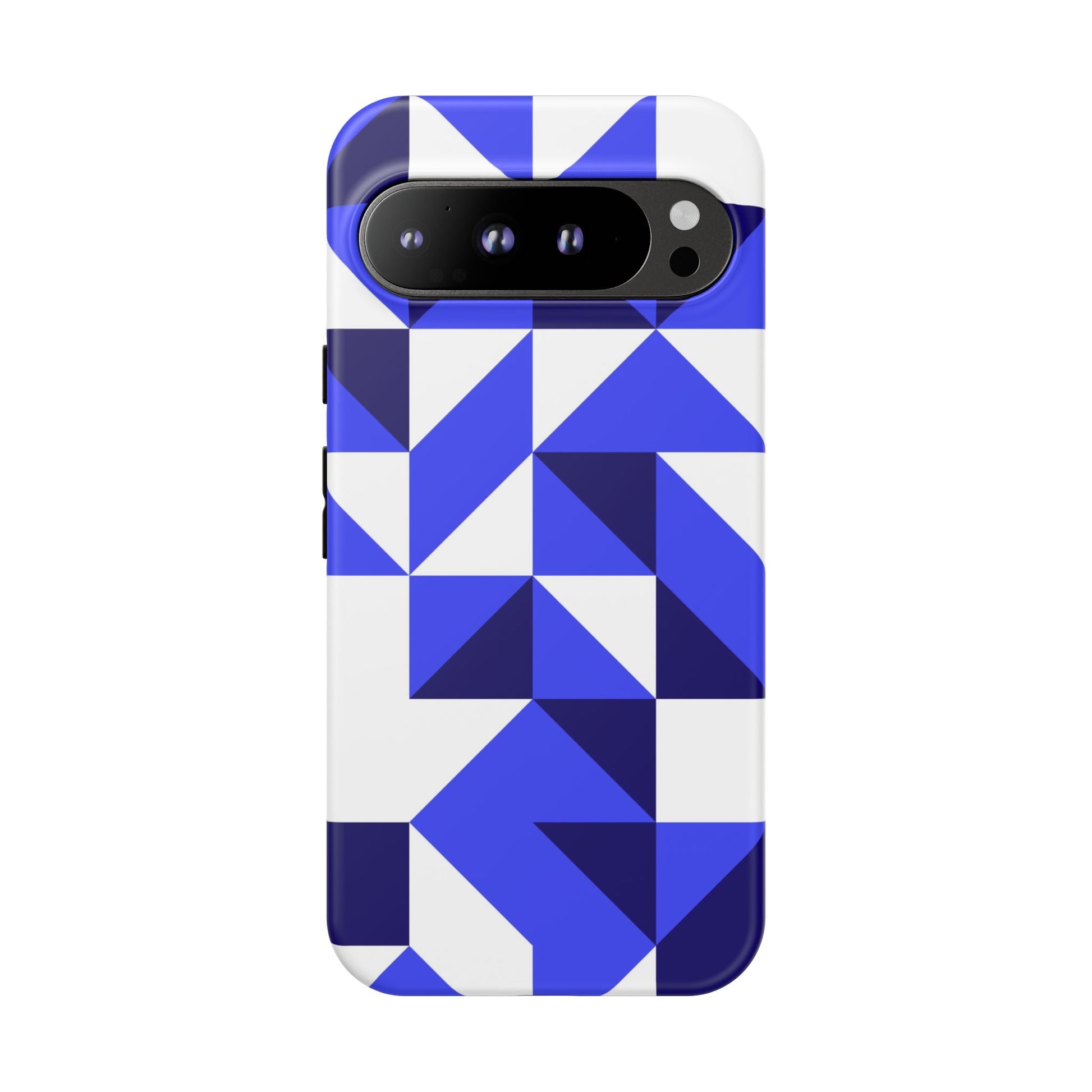 Blue Geometric Phone Case, Tough Cases, Stylish Phone Cover, Great for Gifts, Trendy Accessory, Abstract Pattern Design - FORMO