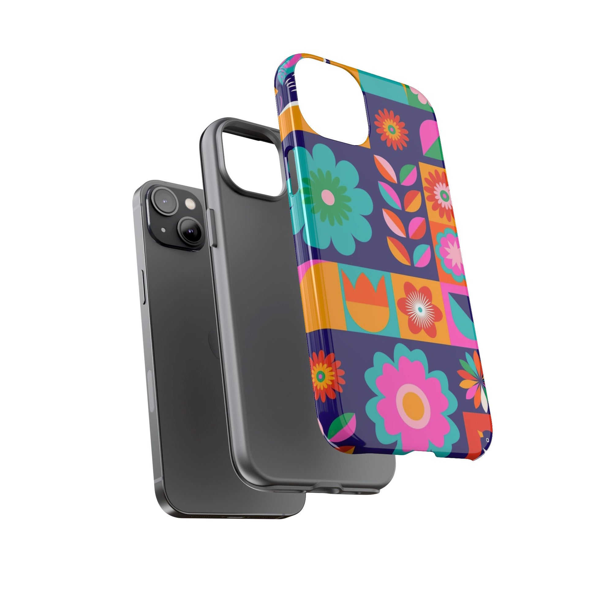 Colorful Floral Phone Case, Tough Cases for Protection, Vibrant Design Cover for Gift, Stylish Cell Phone Accessory, Fun Floral Designs - FORMO