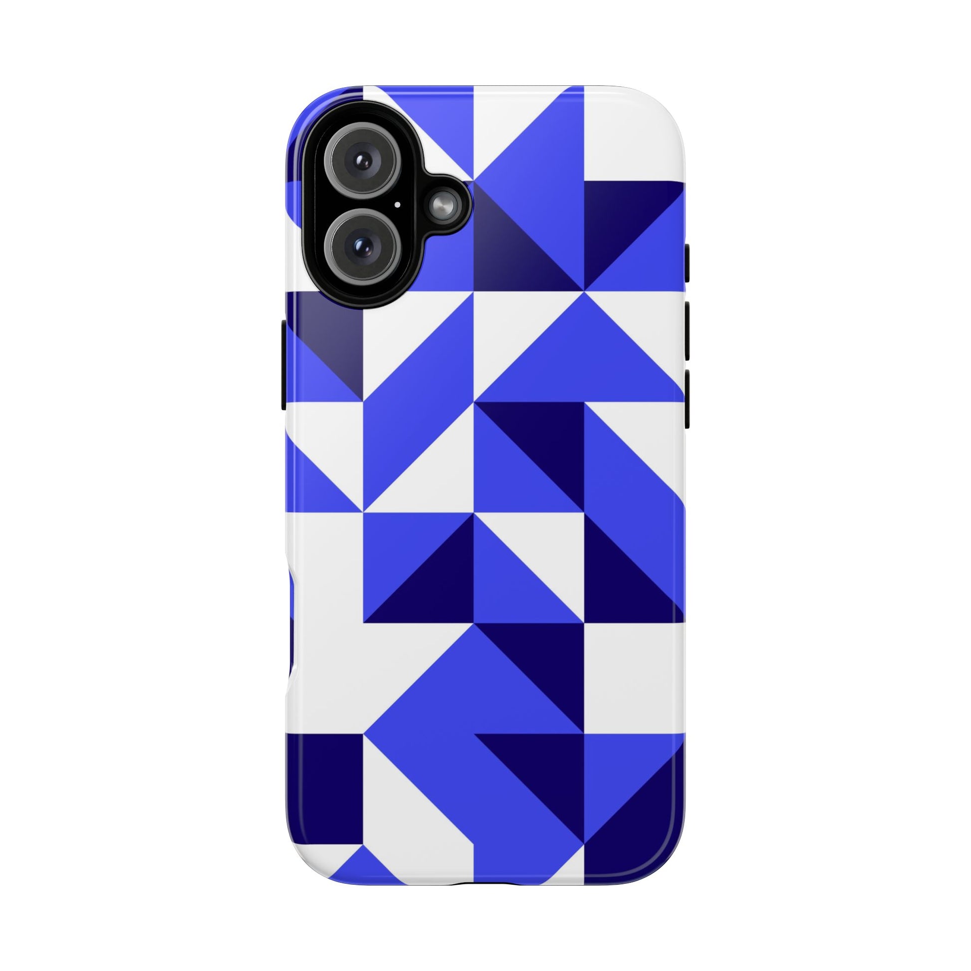 Blue Geometric Phone Case, Tough Cases, Stylish Phone Cover, Great for Gifts, Trendy Accessory, Abstract Pattern Design - FORMO