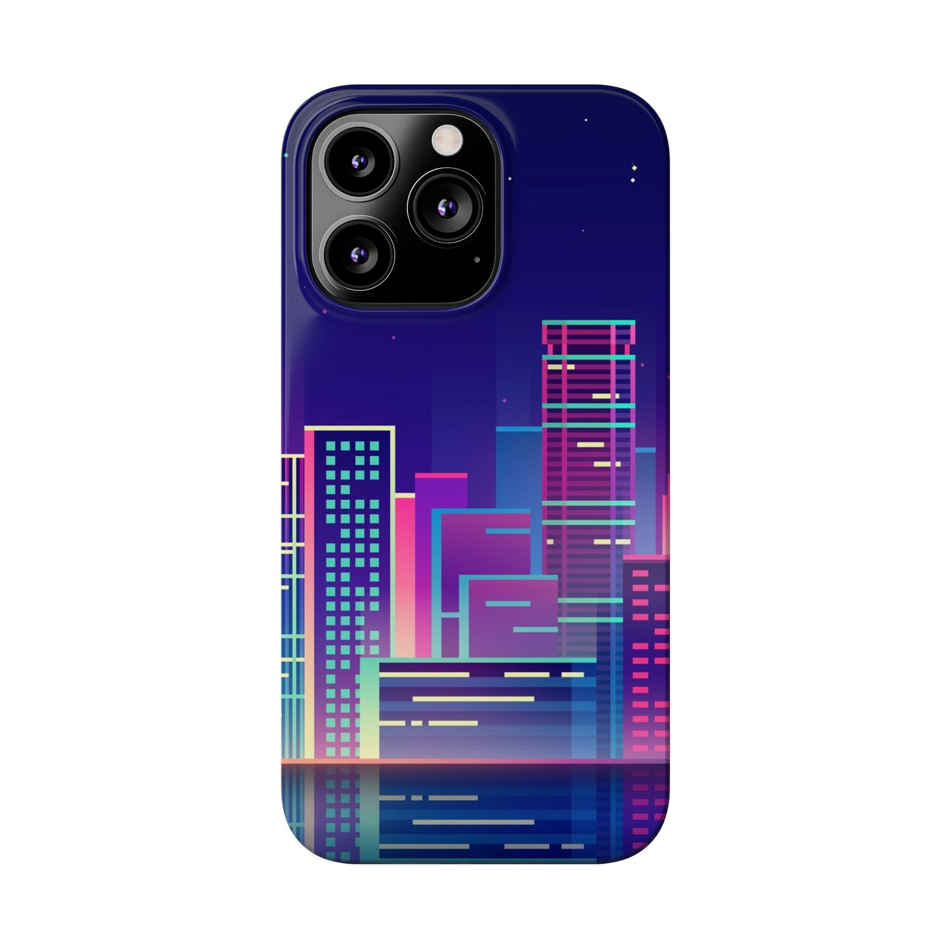 Urban Skyline Slim Phone Cases, Cityscape iPhone Cover, Colorful Night Design, Trendy Phone Accessory, Gifts for City Lovers - FORMO