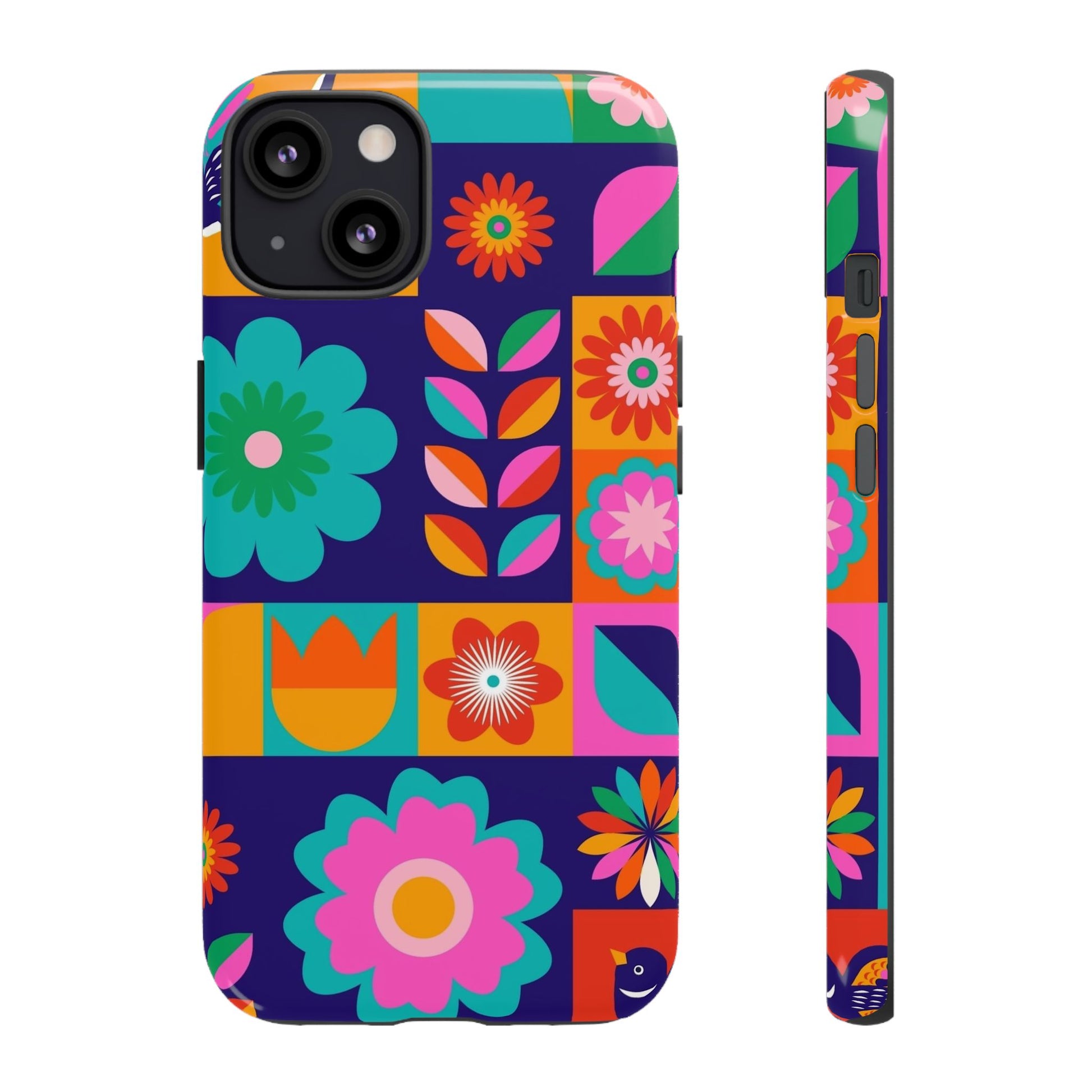 Colorful Floral Phone Case, Tough Cases for Protection, Vibrant Design Cover for Gift, Stylish Cell Phone Accessory, Fun Floral Designs - FORMO