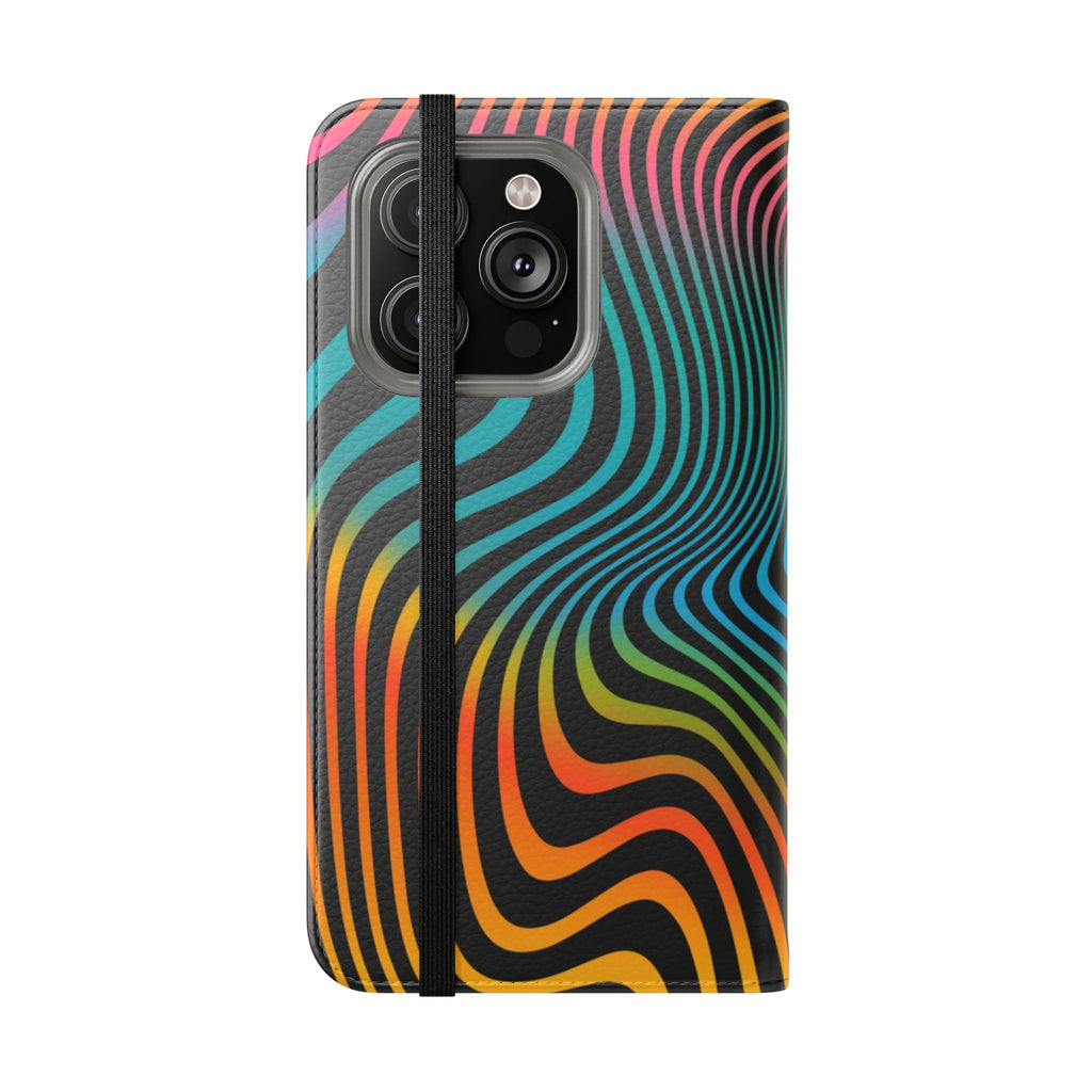 Vibrant Abstract Flip Case for Phone, Colorful Phone Wallet, Trendy Protective Cover, Unique Gift for Tech Lovers, Modern Accessories - FORMO