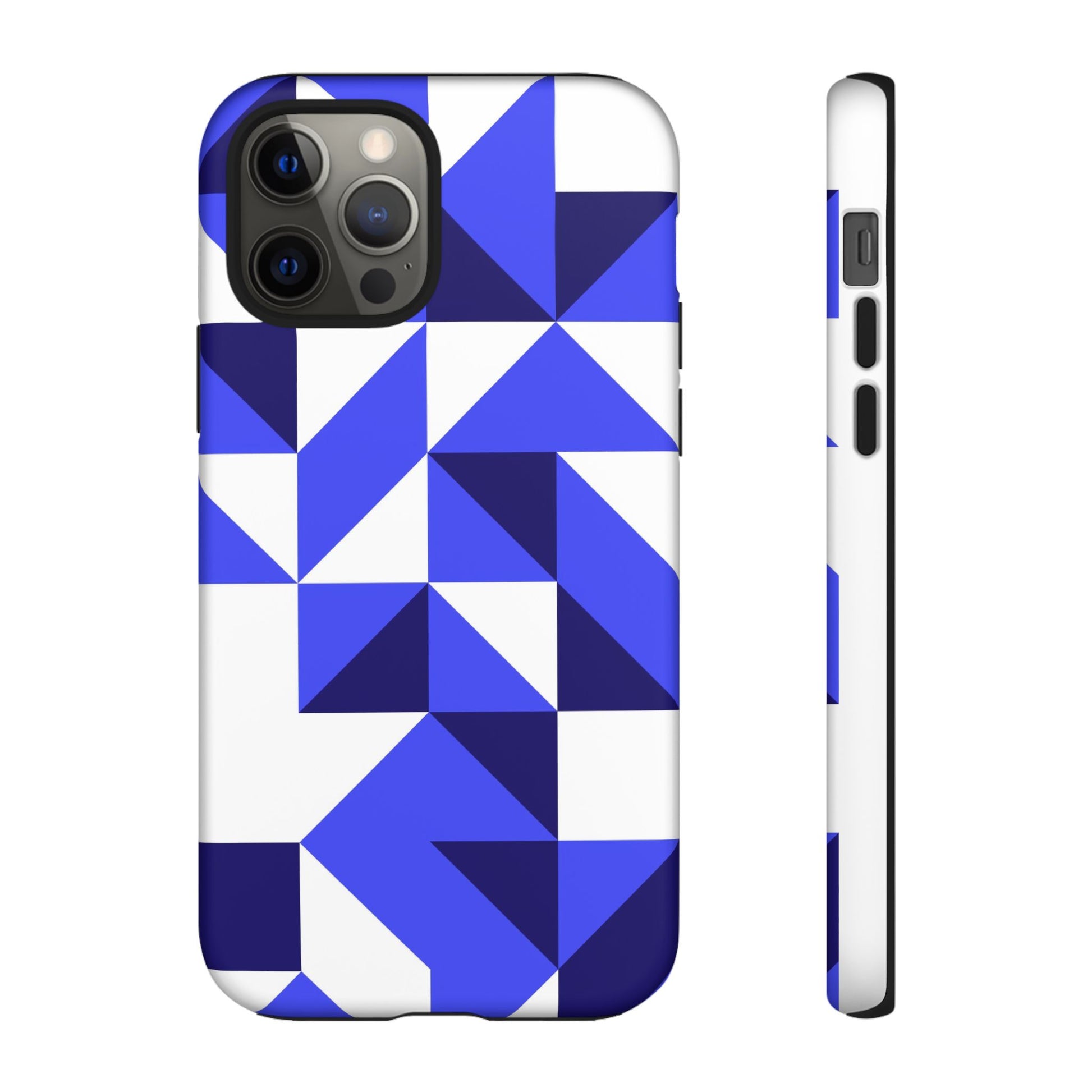 Blue Geometric Phone Case, Tough Cases, Stylish Phone Cover, Great for Gifts, Trendy Accessory, Abstract Pattern Design - FORMO