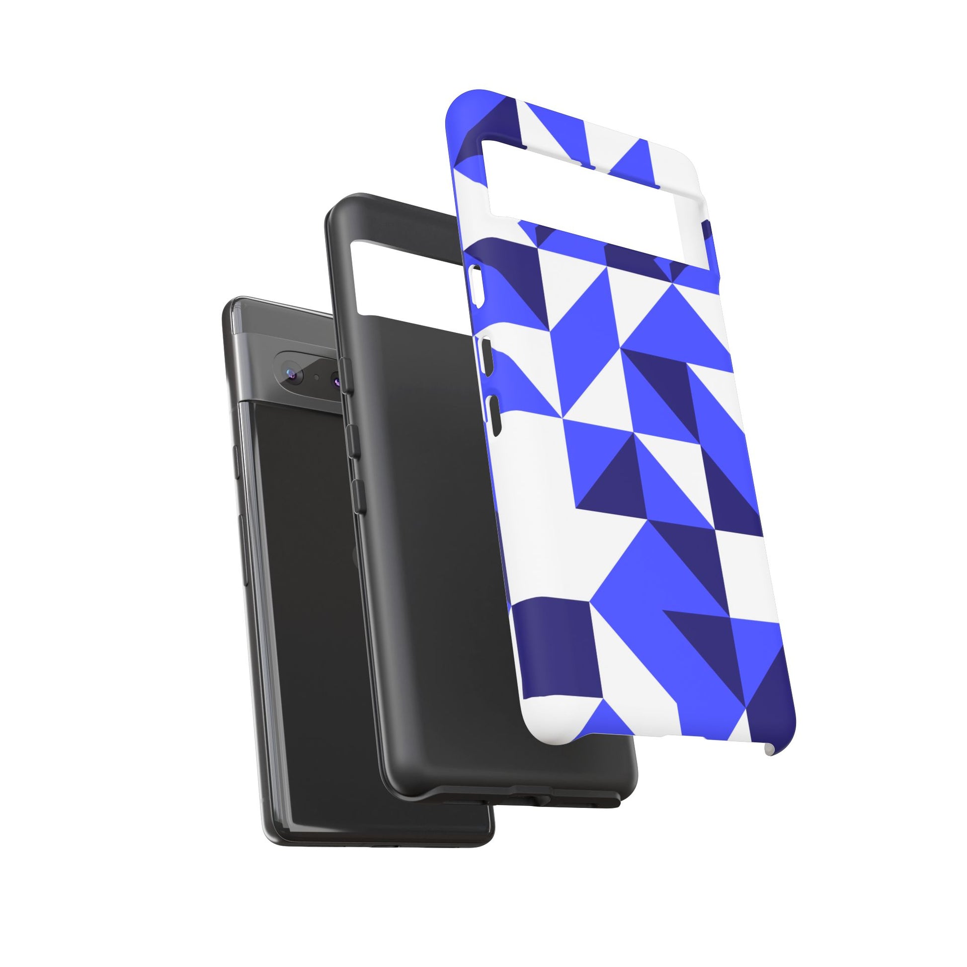 Blue Geometric Phone Case, Tough Cases, Stylish Phone Cover, Great for Gifts, Trendy Accessory, Abstract Pattern Design - FORMO