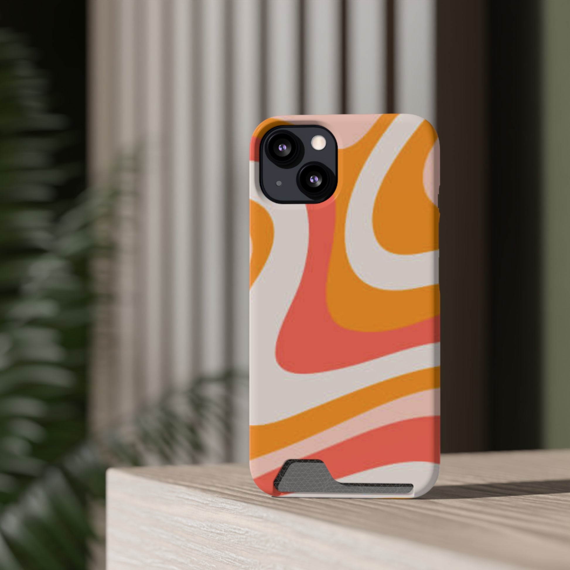 Trendy Phone Case with Card Holder, Boho Phone Accessory, Stylish Mobile Cover, Functional Gift for Friends, Perfect for Everyday Use - FORMO
