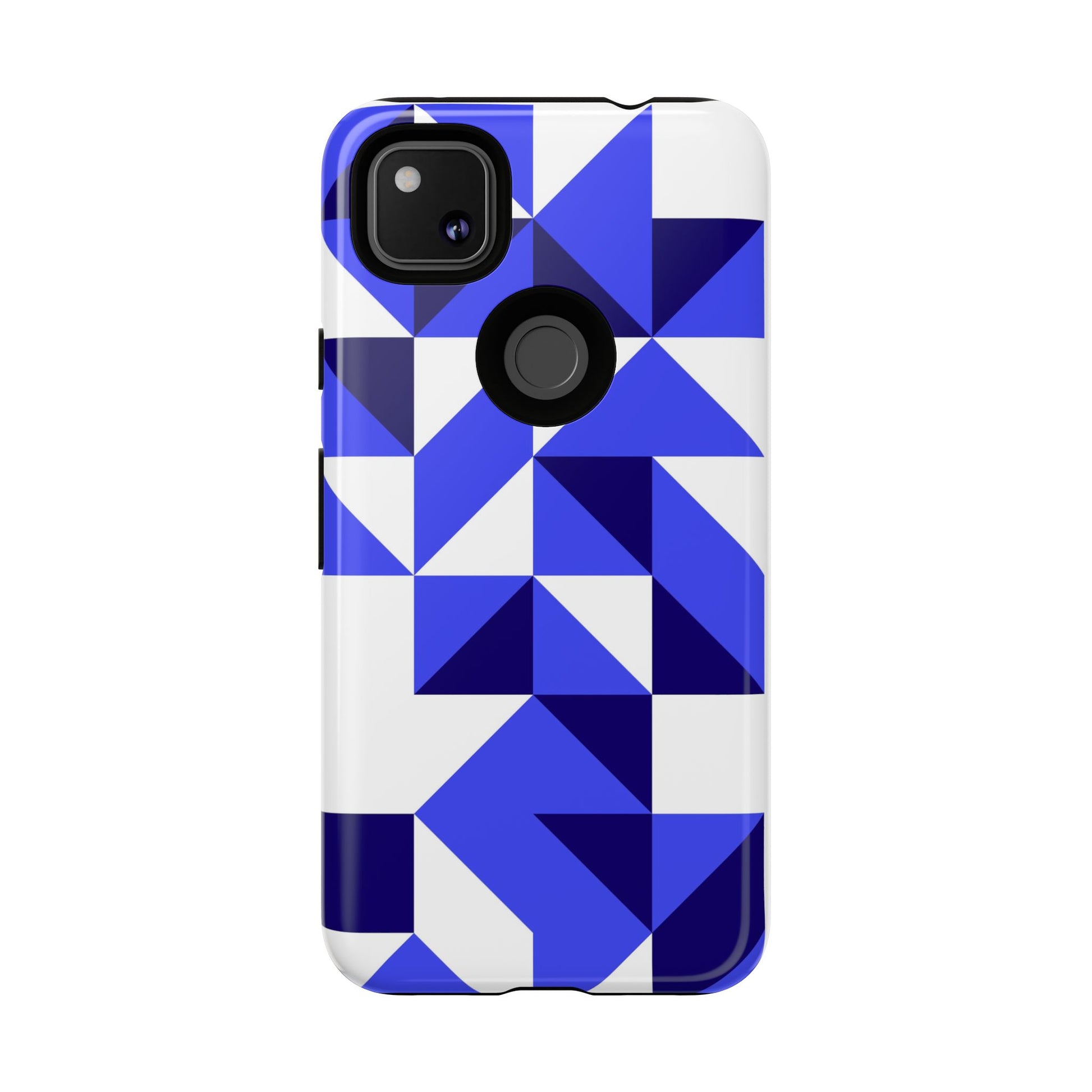 Blue Geometric Phone Case, Tough Cases, Stylish Phone Cover, Great for Gifts, Trendy Accessory, Abstract Pattern Design - FORMO