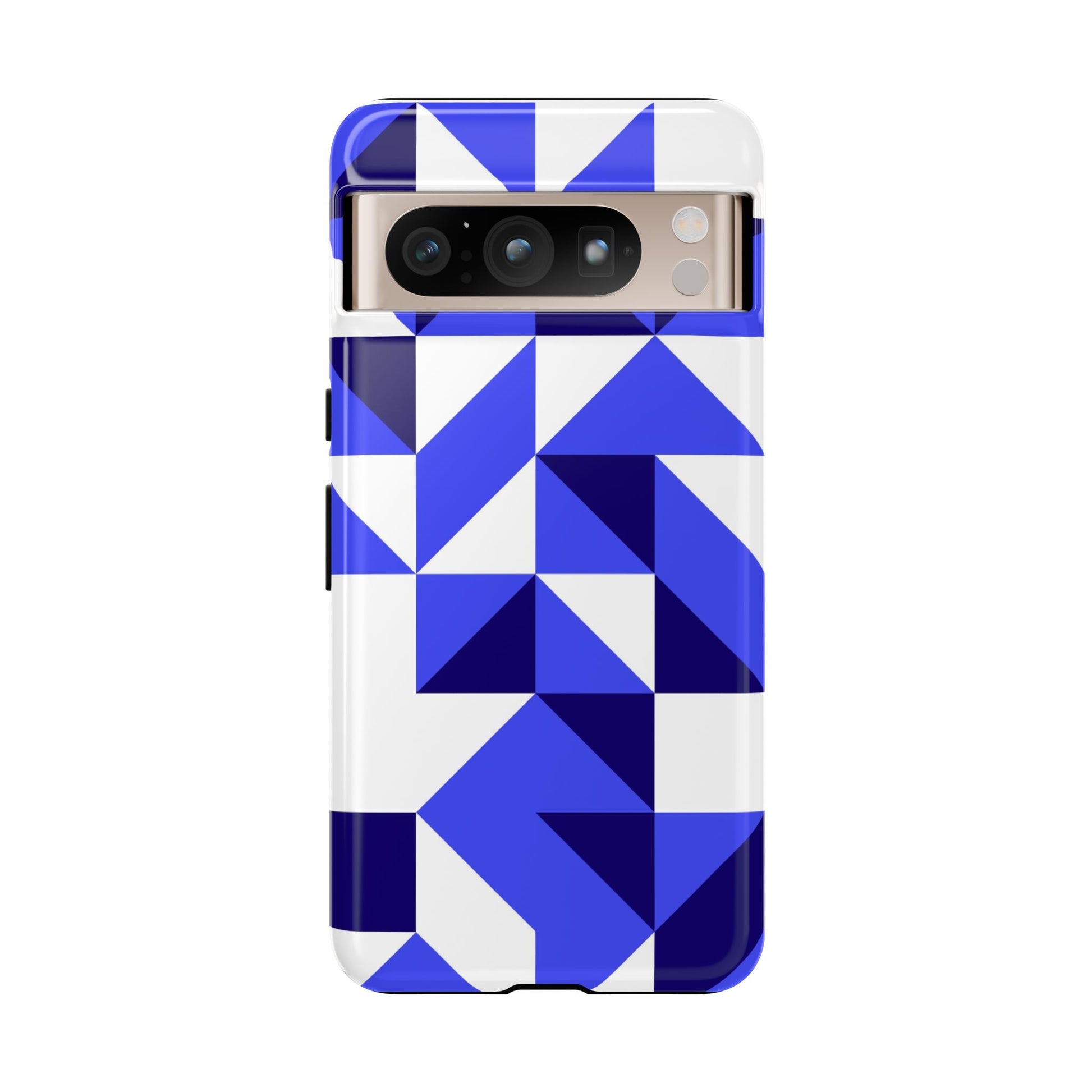 Blue Geometric Phone Case, Tough Cases, Stylish Phone Cover, Great for Gifts, Trendy Accessory, Abstract Pattern Design - FORMO