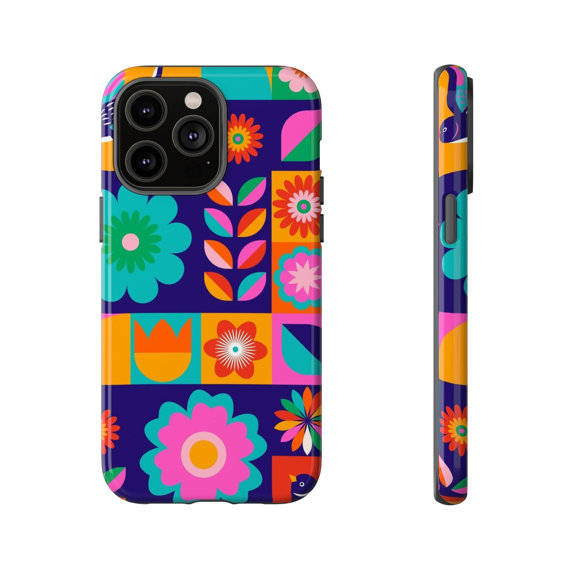 Colorful Floral Phone Case, Tough Cases for Protection, Vibrant Design Cover for Gift, Stylish Cell Phone Accessory, Fun Floral Designs - FORMO