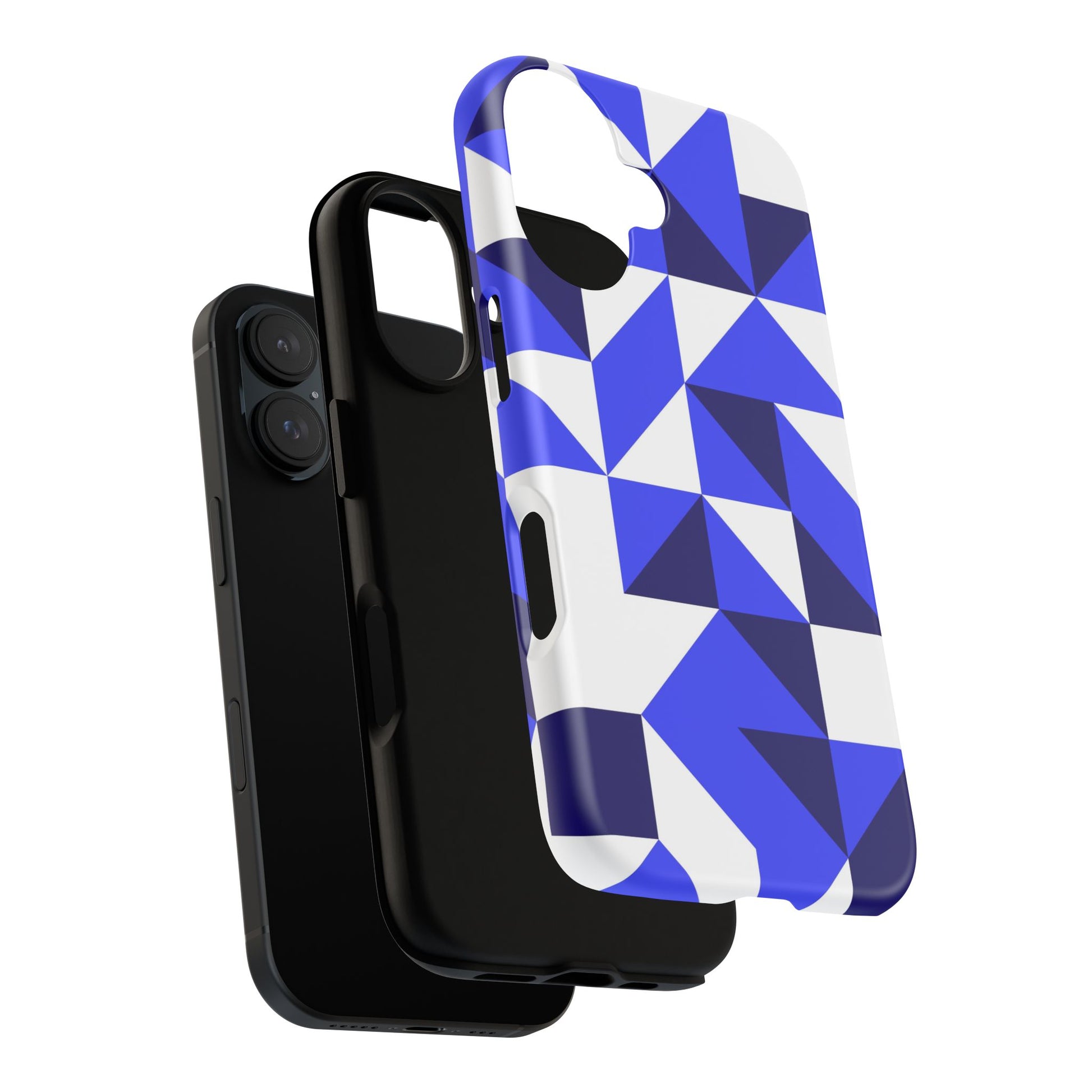 Blue Geometric Phone Case, Tough Cases, Stylish Phone Cover, Great for Gifts, Trendy Accessory, Abstract Pattern Design - FORMO