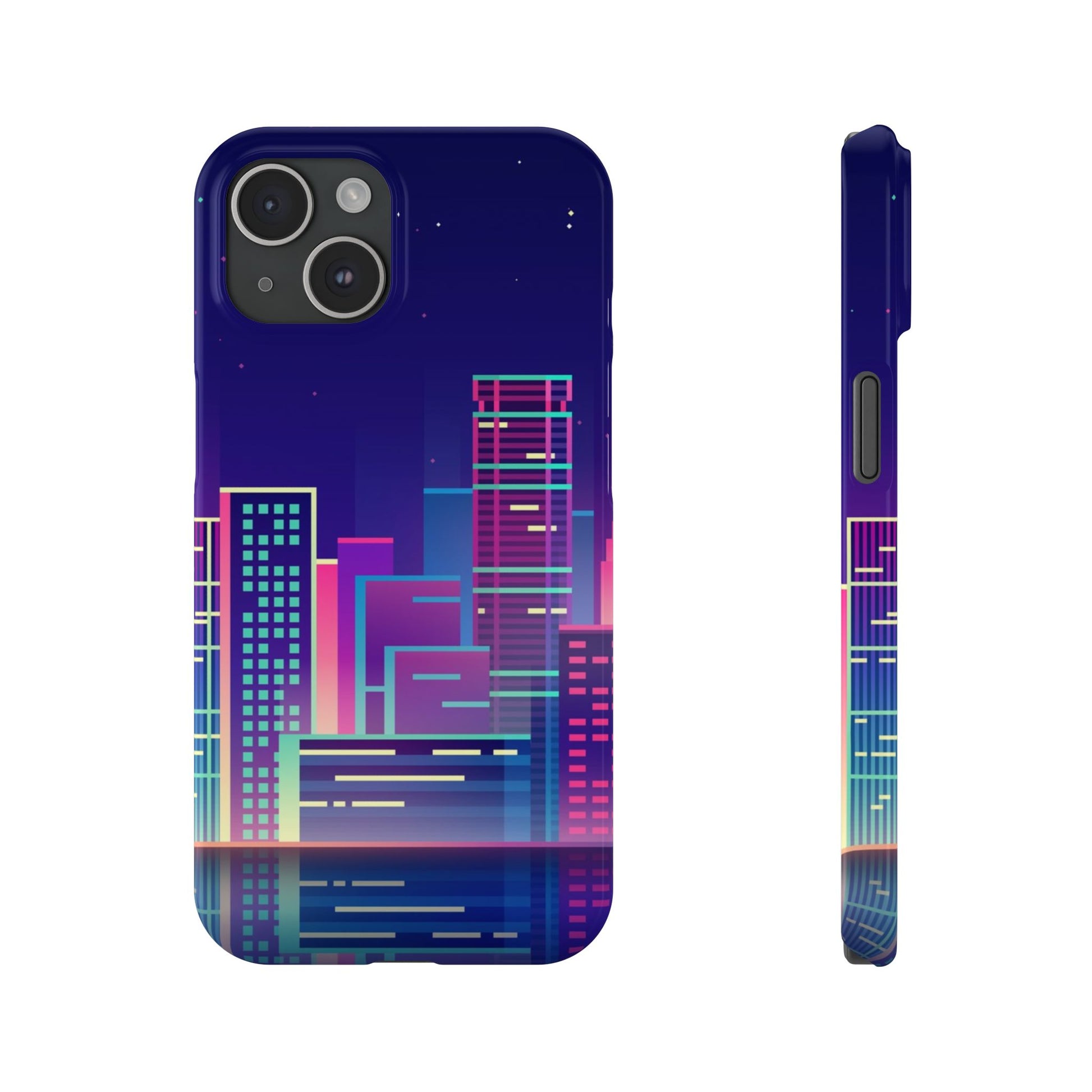 Urban Skyline Slim Phone Cases, Cityscape iPhone Cover, Colorful Night Design, Trendy Phone Accessory, Gifts for City Lovers - FORMO