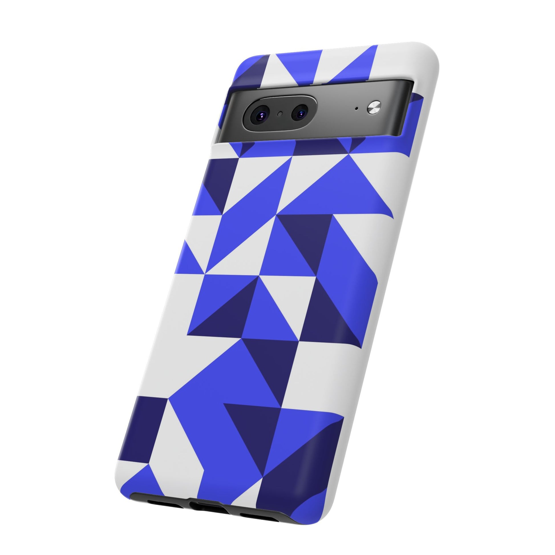 Blue Geometric Phone Case, Tough Cases, Stylish Phone Cover, Great for Gifts, Trendy Accessory, Abstract Pattern Design - FORMO