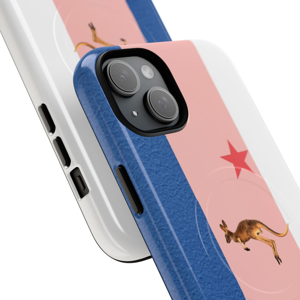 Kangaroo Flag Magnetic Phone Case, Tough Phone Cover, Australian Pride Accessory, Travel Gift, Fun Statement Case