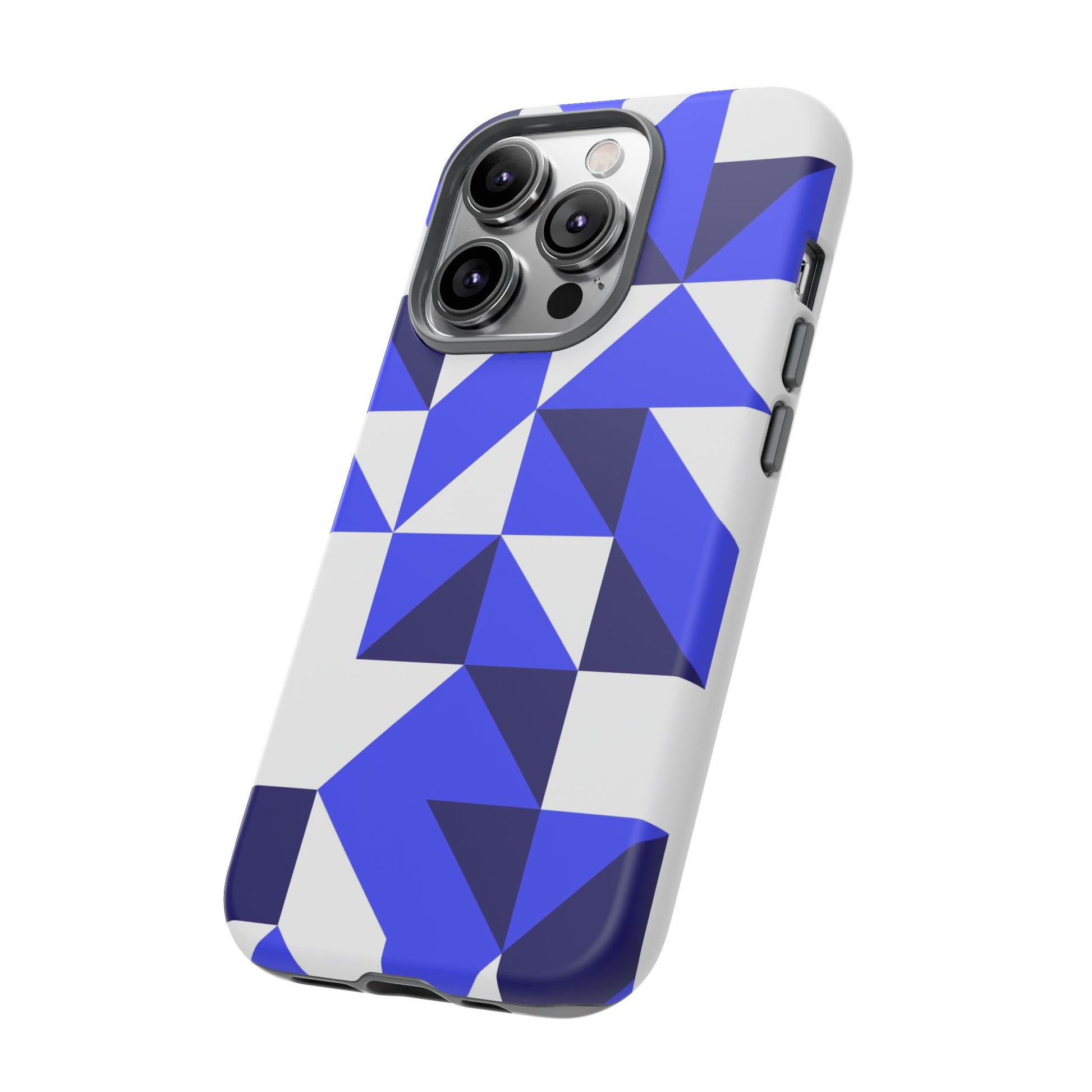 Blue Geometric Phone Case, Tough Cases, Stylish Phone Cover, Great for Gifts, Trendy Accessory, Abstract Pattern Design - FORMO
