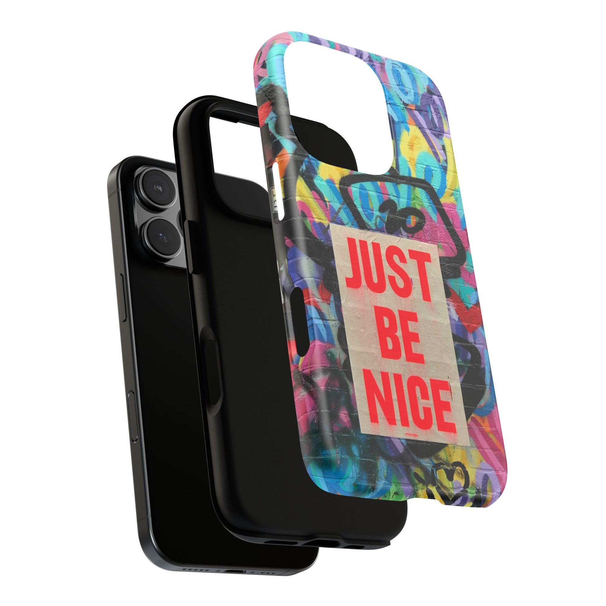 Colorful Phone Case - Just Be Nice Design, Motivational Gift, Phone Accessories, Unique Custom Case, Positive Vibe Tech Gear - FORMO