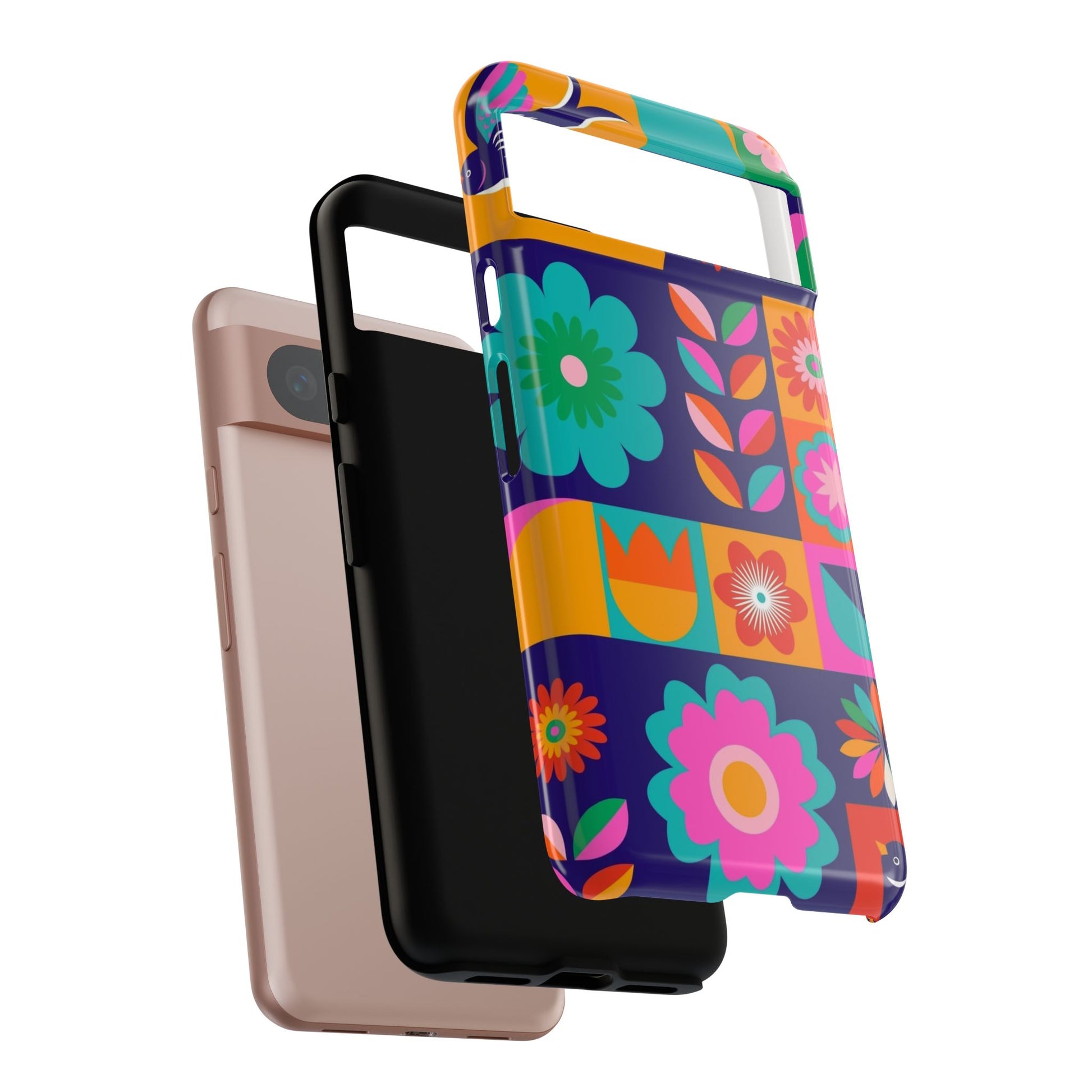 Colorful Floral Phone Case, Tough Cases for Protection, Vibrant Design Cover for Gift, Stylish Cell Phone Accessory, Fun Floral Designs - FORMO