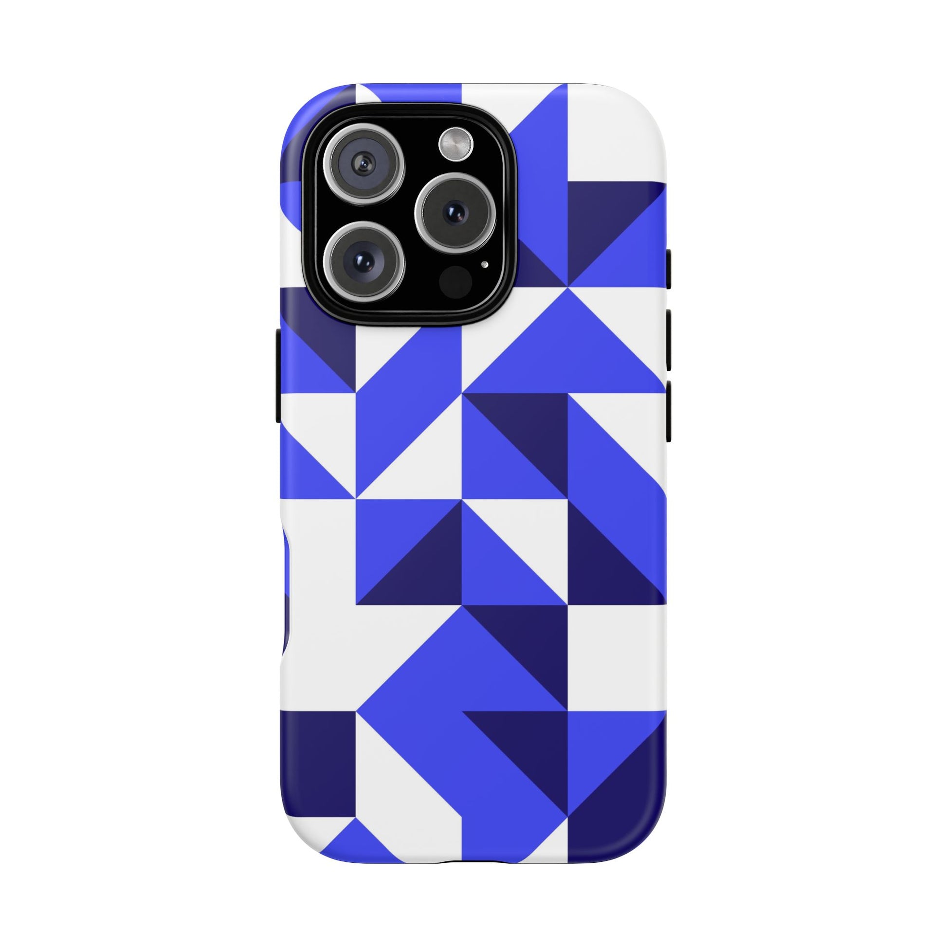 Blue Geometric Phone Case, Tough Cases, Stylish Phone Cover, Great for Gifts, Trendy Accessory, Abstract Pattern Design - FORMO