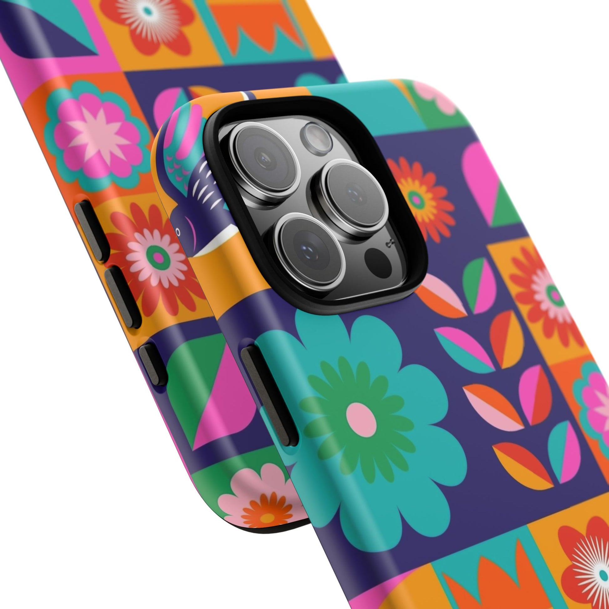 Colorful Floral Phone Case, Tough Cases for Protection, Vibrant Design Cover for Gift, Stylish Cell Phone Accessory, Fun Floral Designs - FORMO