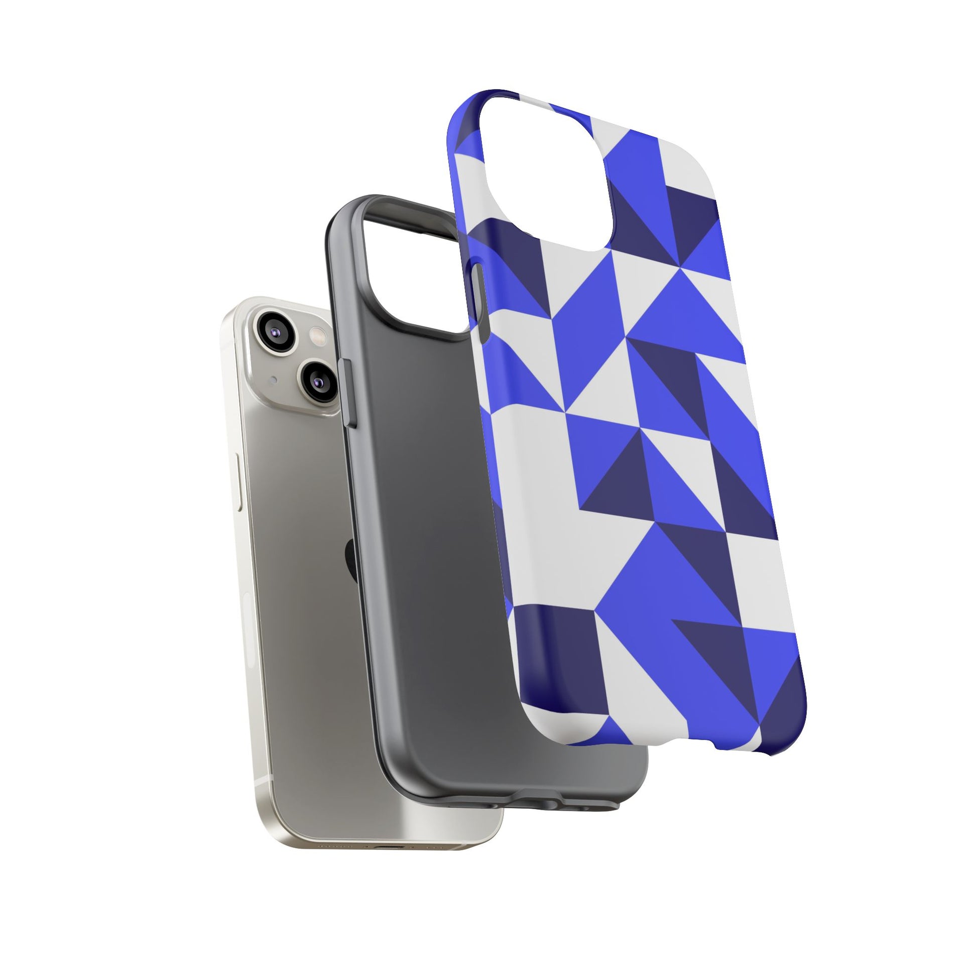 Blue Geometric Phone Case, Tough Cases, Stylish Phone Cover, Great for Gifts, Trendy Accessory, Abstract Pattern Design - FORMO