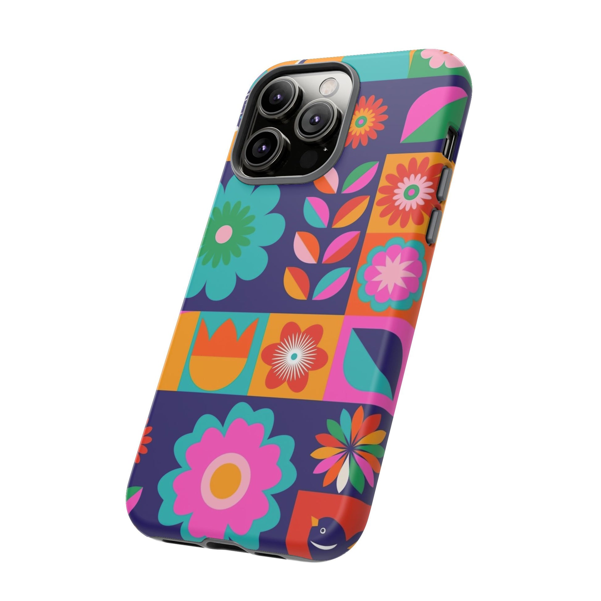 Colorful Floral Phone Case, Tough Cases for Protection, Vibrant Design Cover for Gift, Stylish Cell Phone Accessory, Fun Floral Designs - FORMO