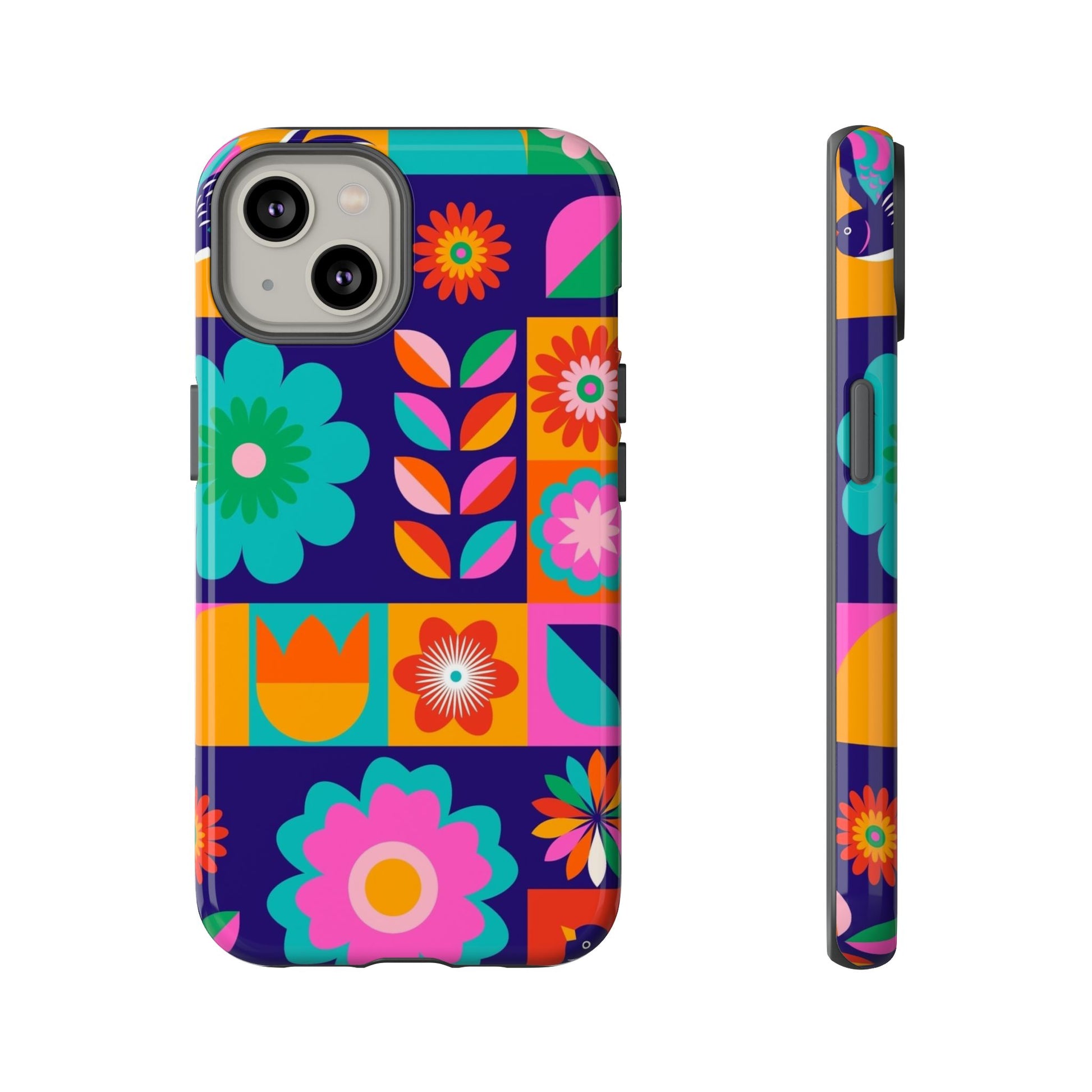 Colorful Floral Phone Case, Tough Cases for Protection, Vibrant Design Cover for Gift, Stylish Cell Phone Accessory, Fun Floral Designs - FORMO