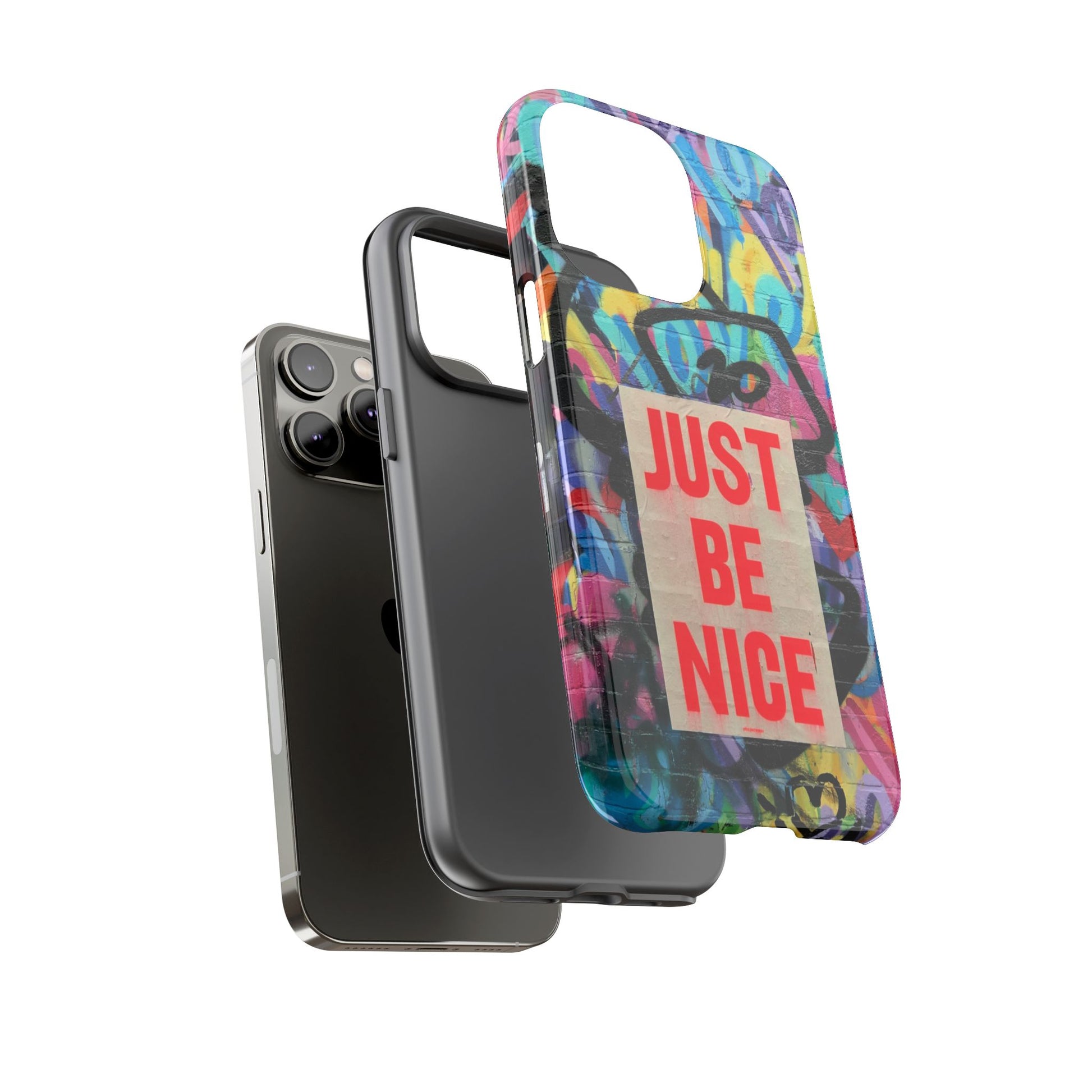 Colorful Phone Case - Just Be Nice Design, Motivational Gift, Phone Accessories, Unique Custom Case, Positive Vibe Tech Gear - FORMO
