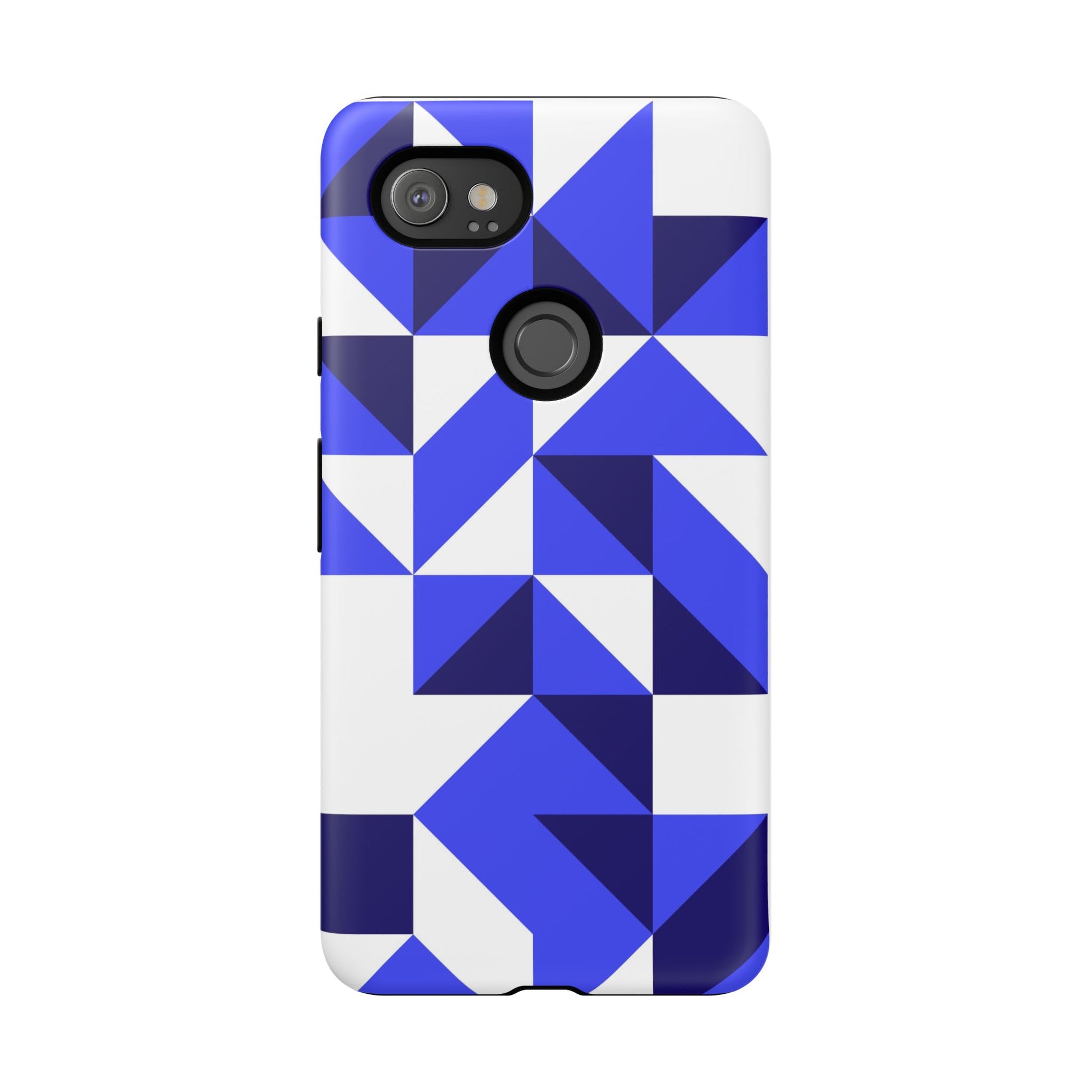 Blue Geometric Phone Case, Tough Cases, Stylish Phone Cover, Great for Gifts, Trendy Accessory, Abstract Pattern Design - FORMO
