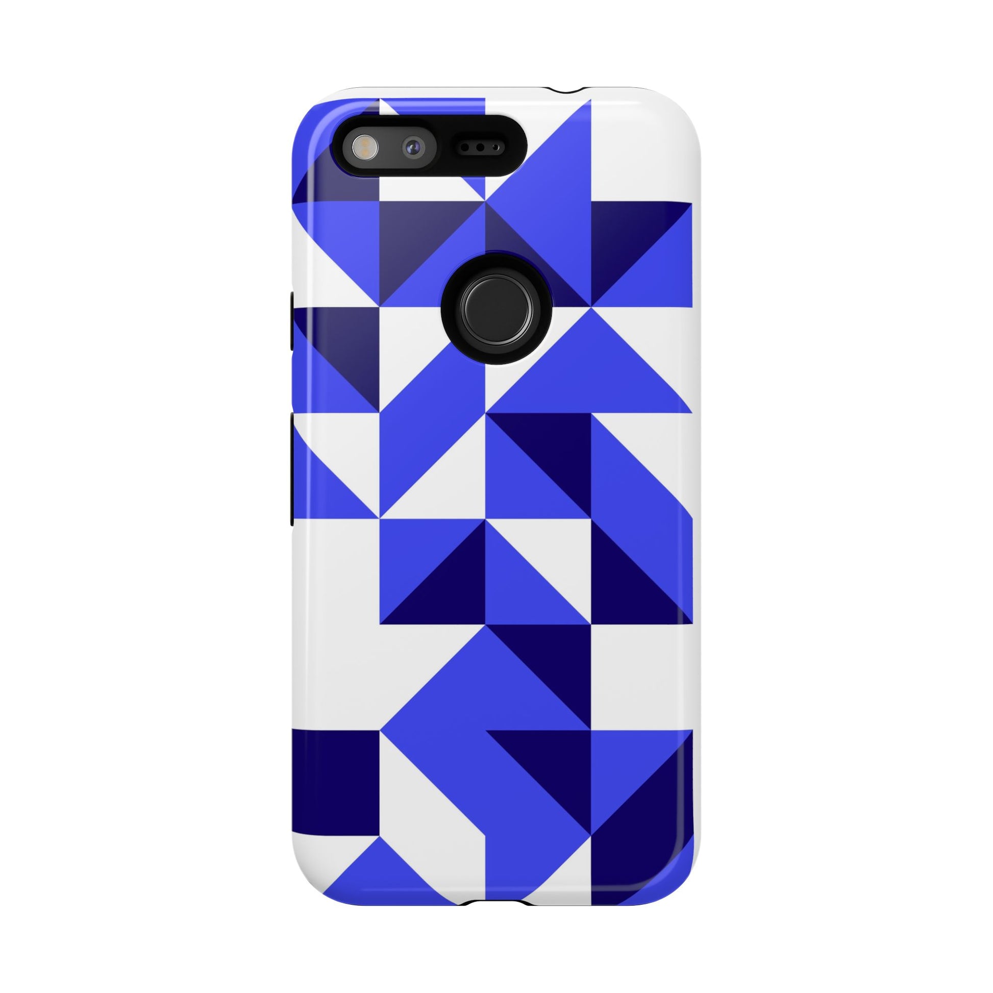 Blue Geometric Phone Case, Tough Cases, Stylish Phone Cover, Great for Gifts, Trendy Accessory, Abstract Pattern Design - FORMO