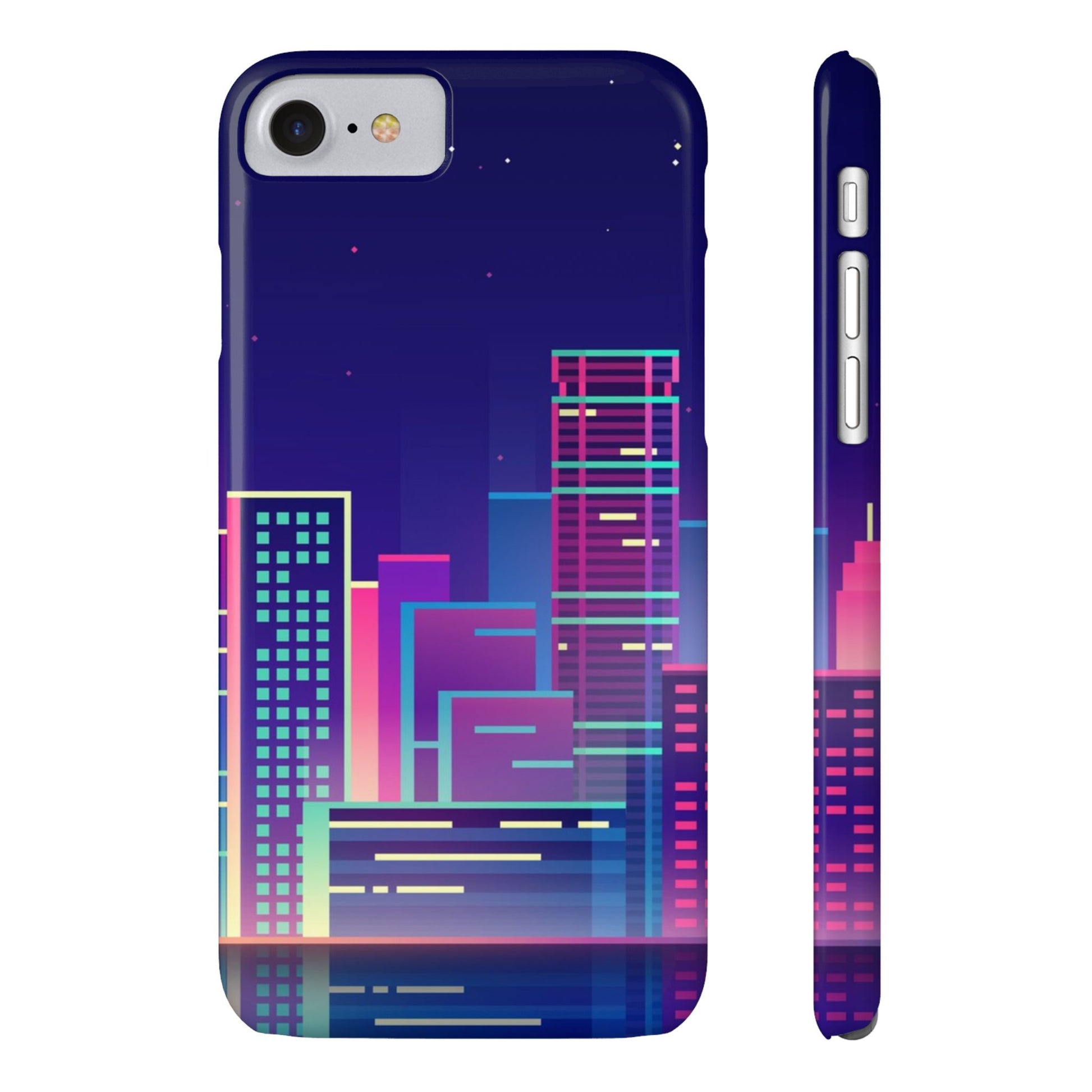 Urban Skyline Slim Phone Cases, Cityscape iPhone Cover, Colorful Night Design, Trendy Phone Accessory, Gifts for City Lovers - FORMO