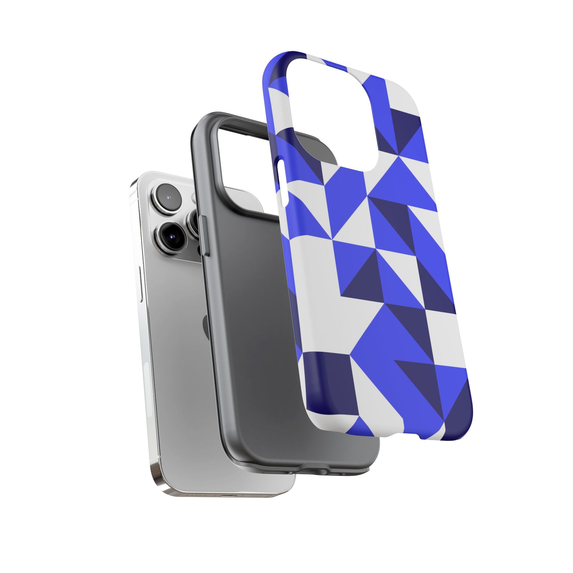 Blue Geometric Phone Case, Tough Cases, Stylish Phone Cover, Great for Gifts, Trendy Accessory, Abstract Pattern Design - FORMO