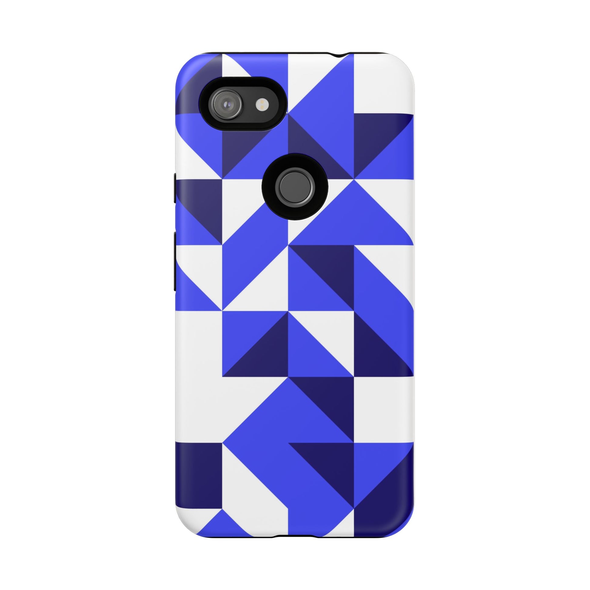 Blue Geometric Phone Case, Tough Cases, Stylish Phone Cover, Great for Gifts, Trendy Accessory, Abstract Pattern Design - FORMO