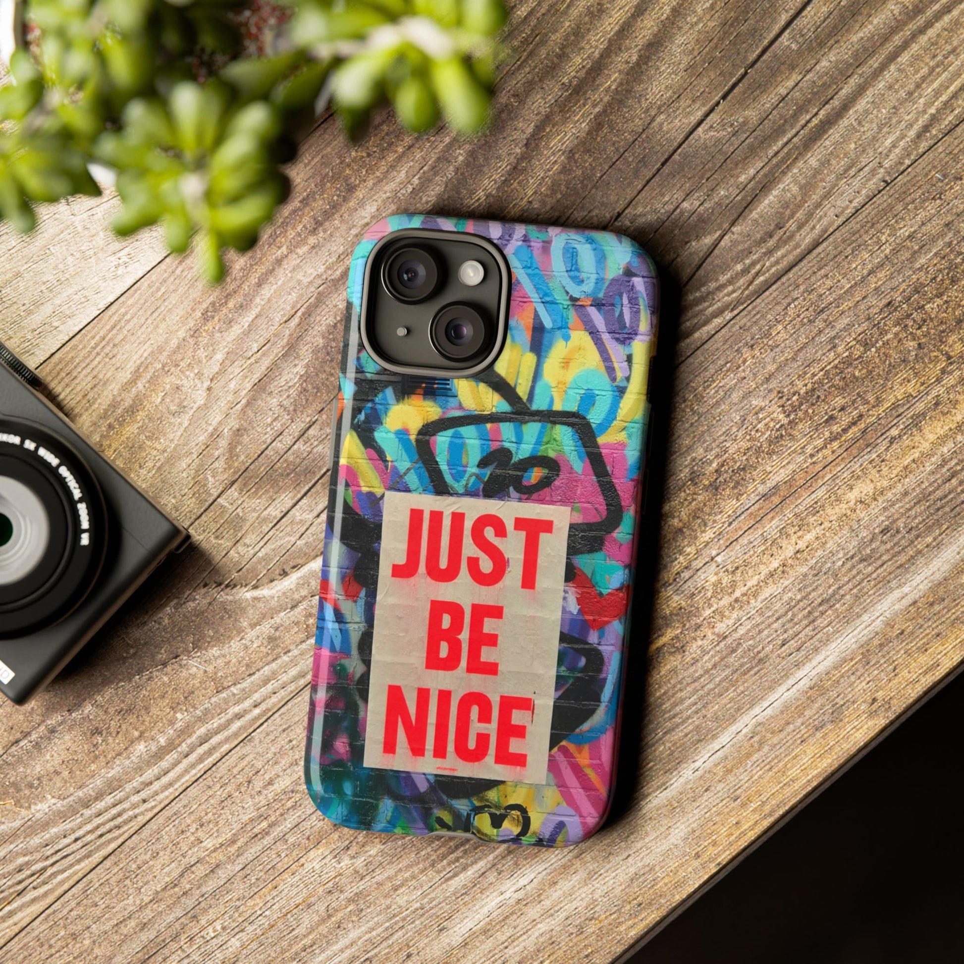 Colorful Phone Case - Just Be Nice Design, Motivational Gift, Phone Accessories, Unique Custom Case, Positive Vibe Tech Gear - FORMO