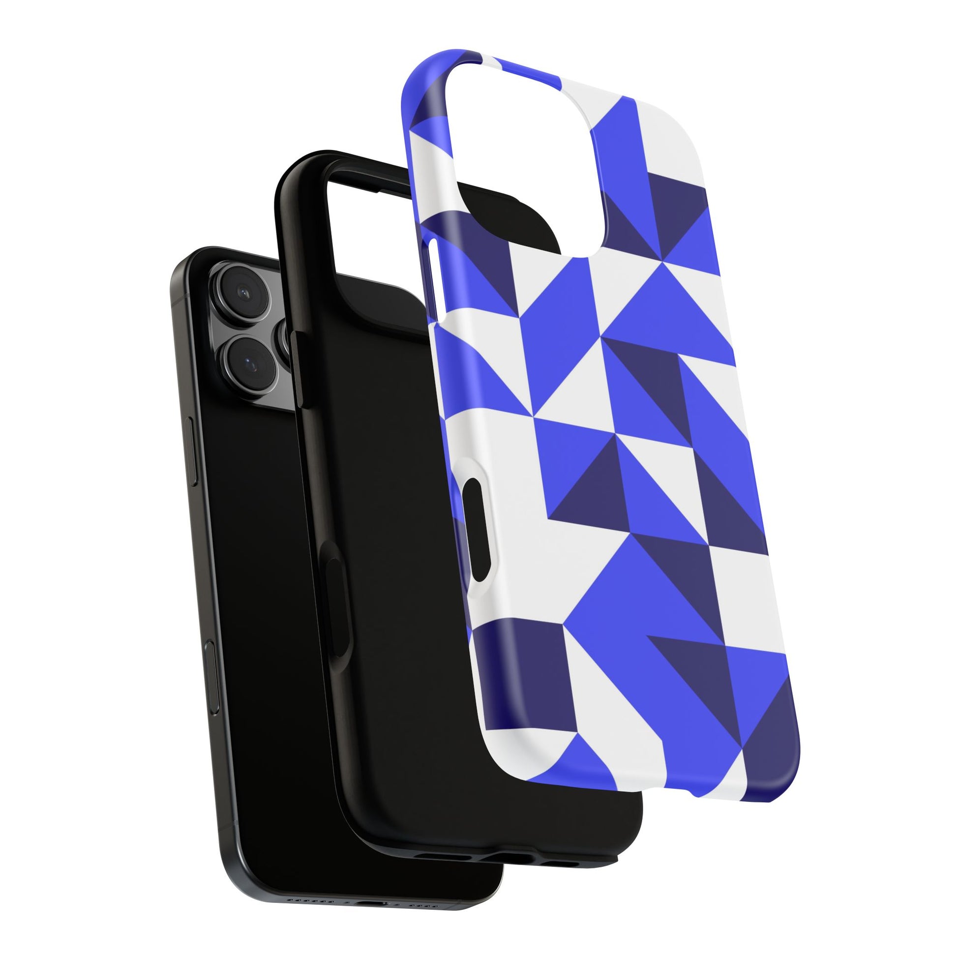 Blue Geometric Phone Case, Tough Cases, Stylish Phone Cover, Great for Gifts, Trendy Accessory, Abstract Pattern Design - FORMO