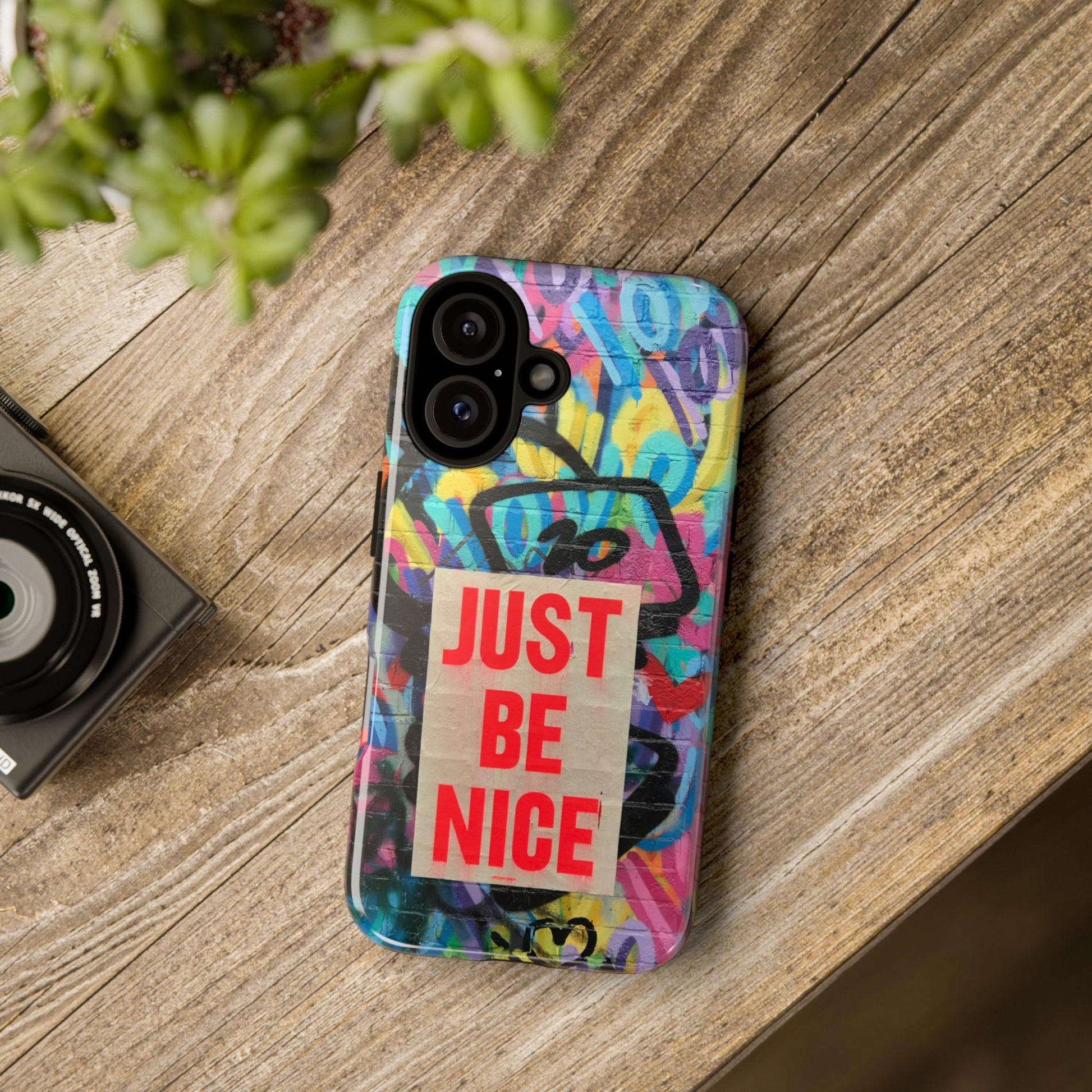 Colorful Phone Case - Just Be Nice Design, Motivational Gift, Phone Accessories, Unique Custom Case, Positive Vibe Tech Gear - FORMO
