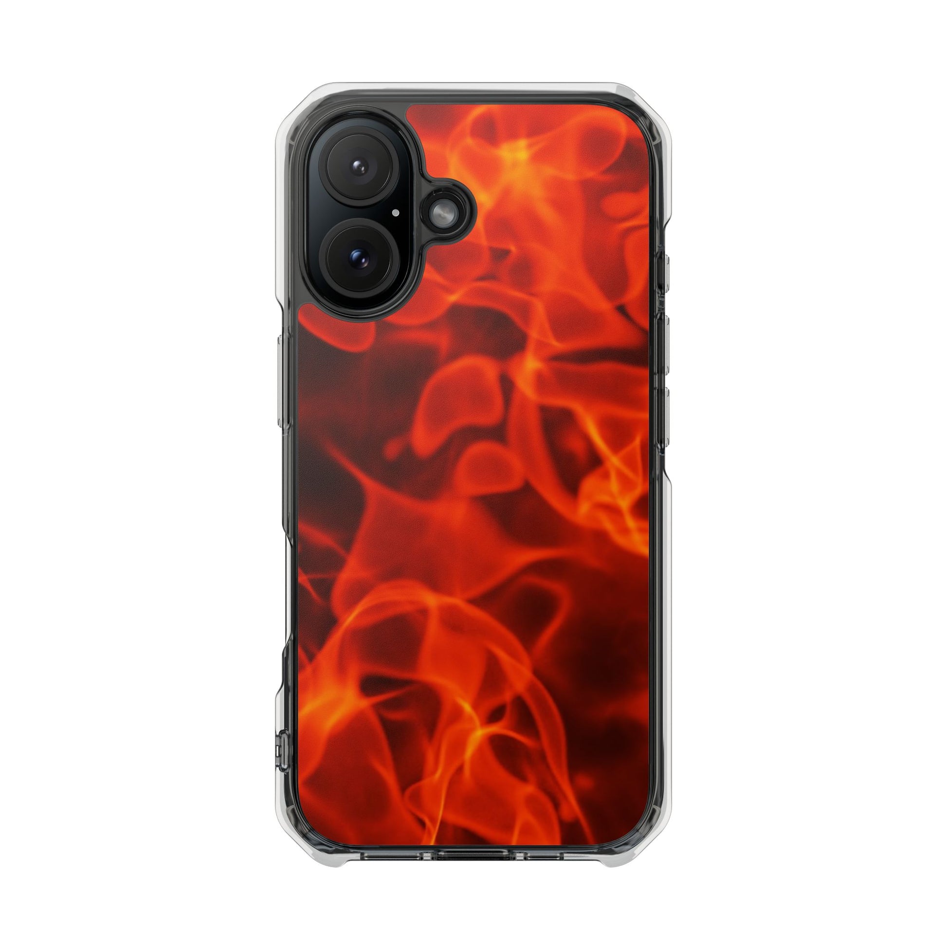 Magnetic Clear Phone Cases with Fiery Design, Protective Case for iPhone, Customizable Tech Accessory, Unique Gift Idea, Holiday Gift - FORMO