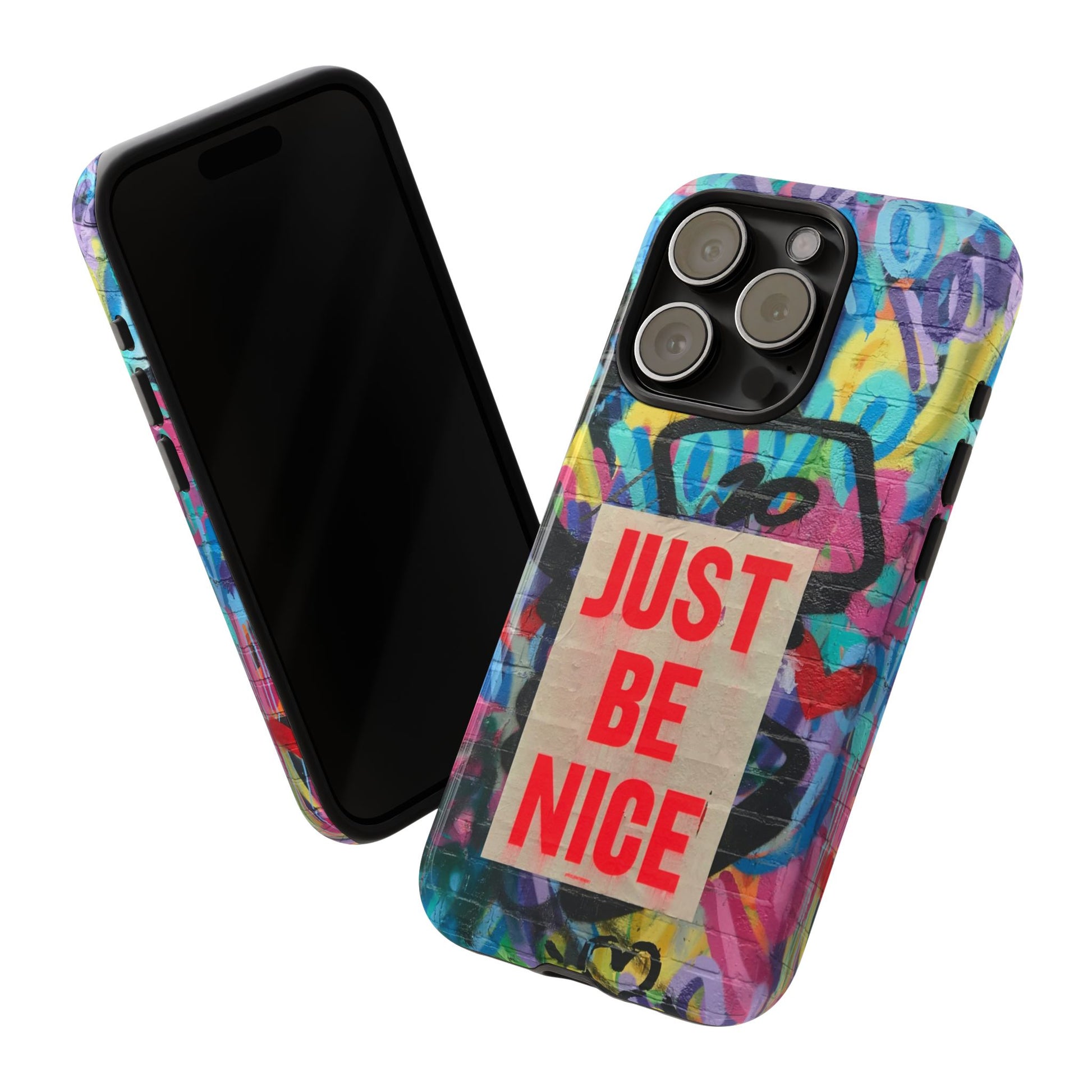 Colorful Phone Case - Just Be Nice Design, Motivational Gift, Phone Accessories, Unique Custom Case, Positive Vibe Tech Gear - FORMO