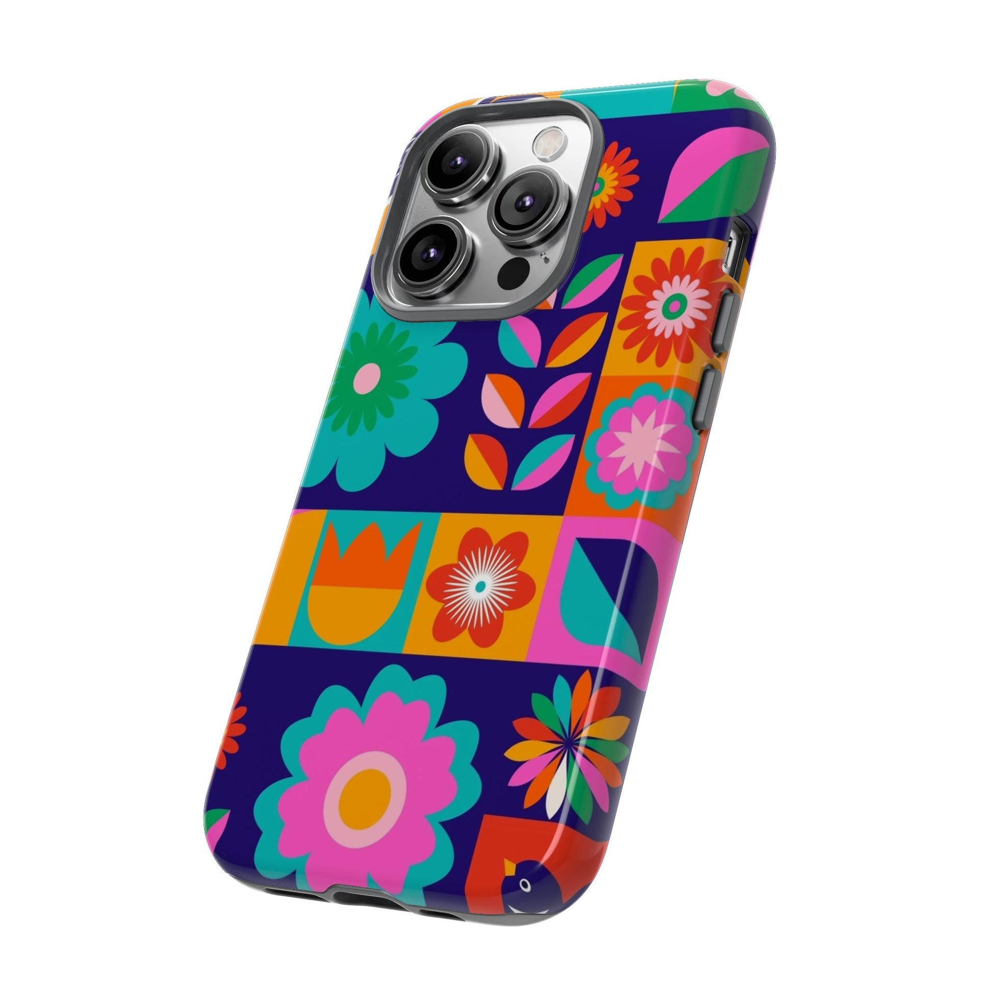 Colorful Floral Phone Case, Tough Cases for Protection, Vibrant Design Cover for Gift, Stylish Cell Phone Accessory, Fun Floral Designs - FORMO