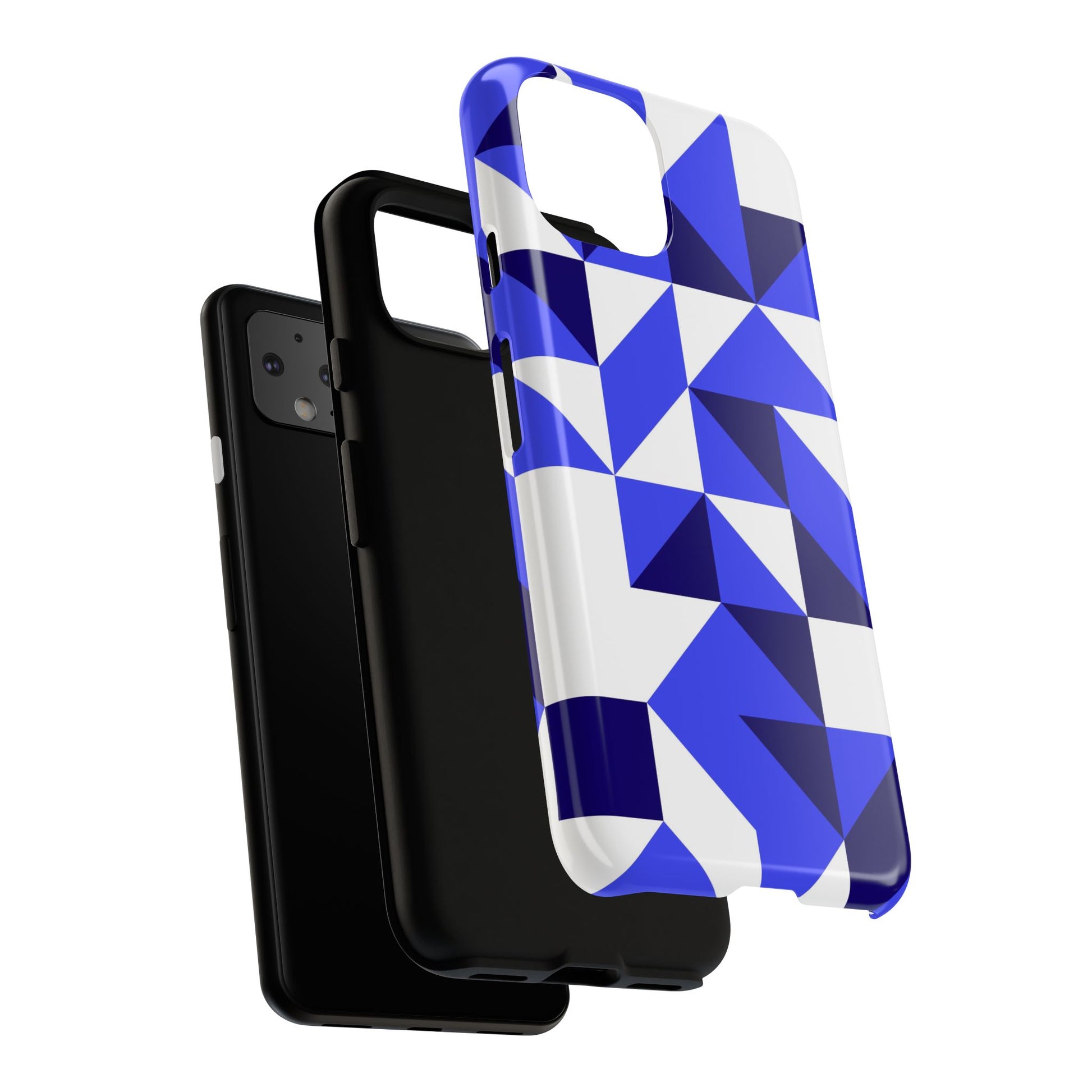 Blue Geometric Phone Case, Tough Cases, Stylish Phone Cover, Great for Gifts, Trendy Accessory, Abstract Pattern Design - FORMO