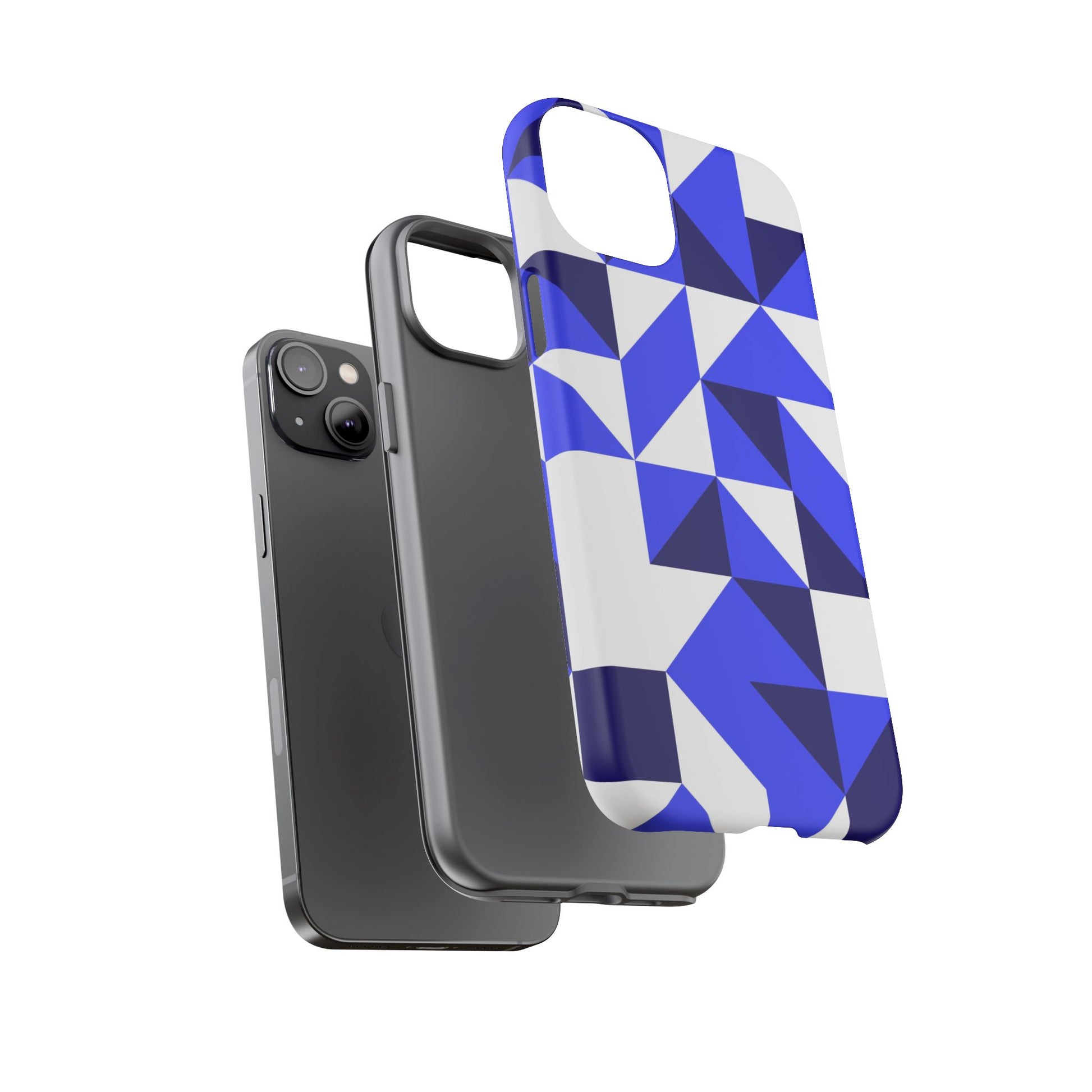 Blue Geometric Phone Case, Tough Cases, Stylish Phone Cover, Great for Gifts, Trendy Accessory, Abstract Pattern Design - FORMO