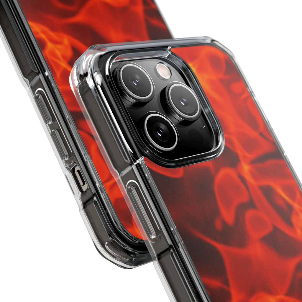 Magnetic Clear Phone Cases with Fiery Design, Protective Case for iPhone, Customizable Tech Accessory, Unique Gift Idea, Holiday Gift - FORMO