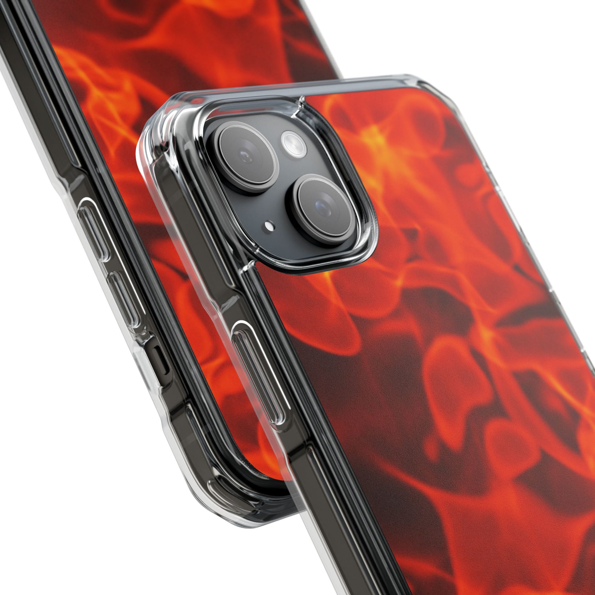 Magnetic Clear Phone Cases with Fiery Design, Protective Case for iPhone, Customizable Tech Accessory, Unique Gift Idea, Holiday Gift - FORMO