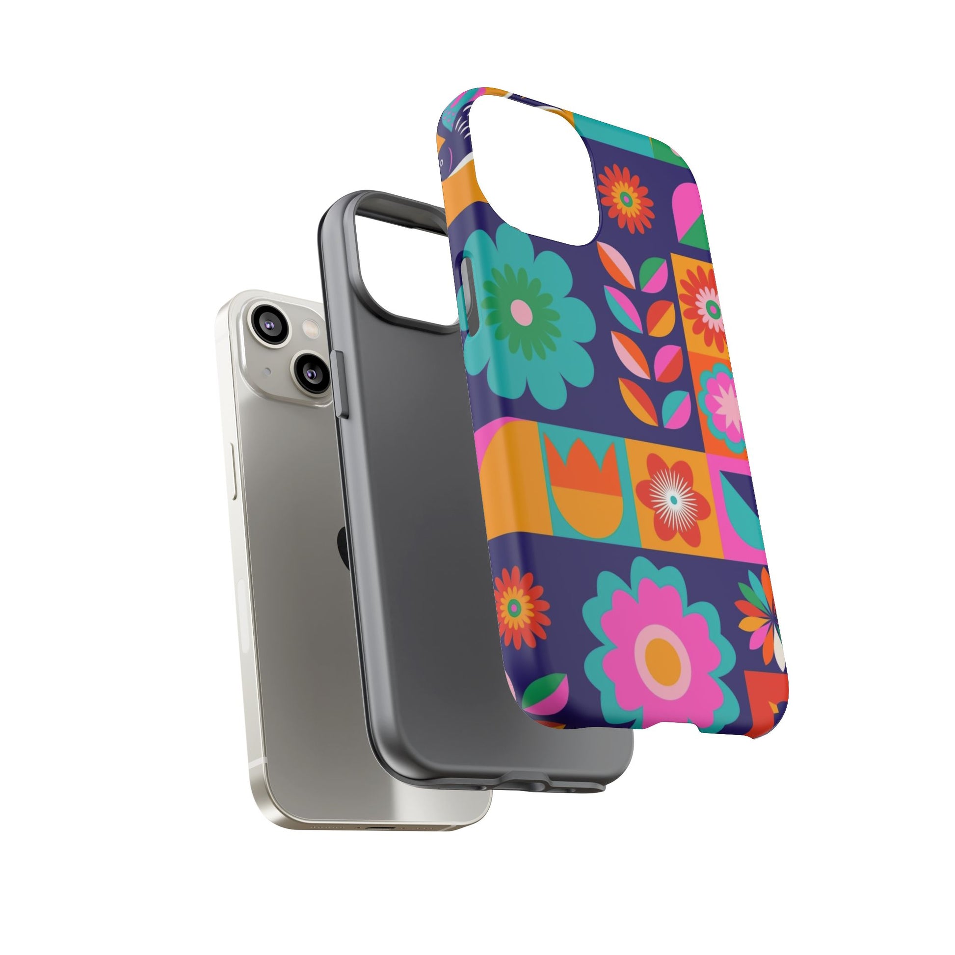 Colorful Floral Phone Case, Tough Cases for Protection, Vibrant Design Cover for Gift, Stylish Cell Phone Accessory, Fun Floral Designs - FORMO