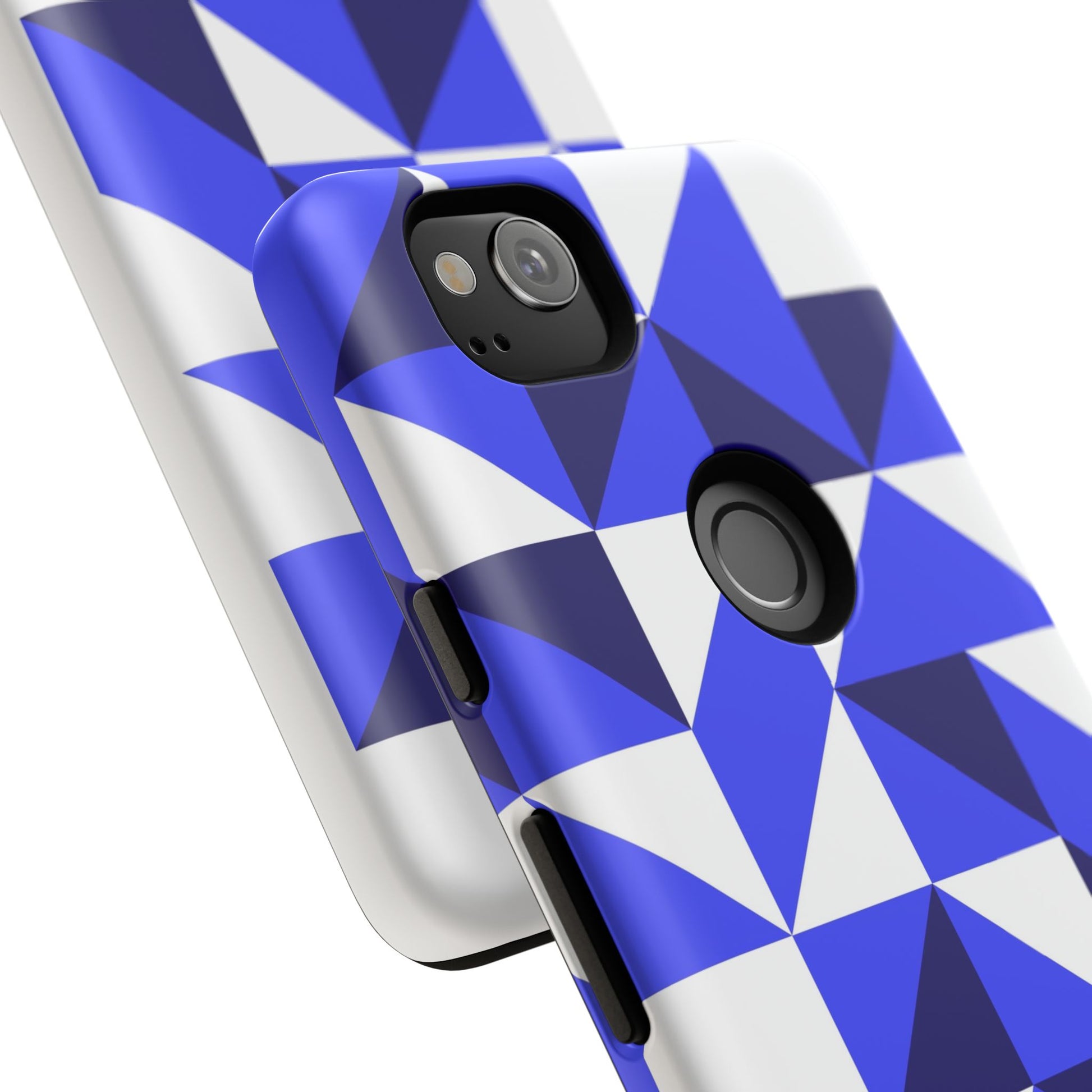 Blue Geometric Phone Case, Tough Cases, Stylish Phone Cover, Great for Gifts, Trendy Accessory, Abstract Pattern Design - FORMO