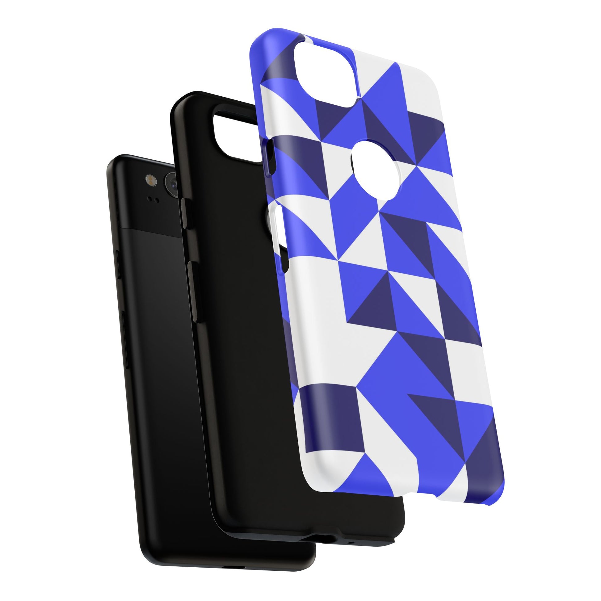 Blue Geometric Phone Case, Tough Cases, Stylish Phone Cover, Great for Gifts, Trendy Accessory, Abstract Pattern Design - FORMO