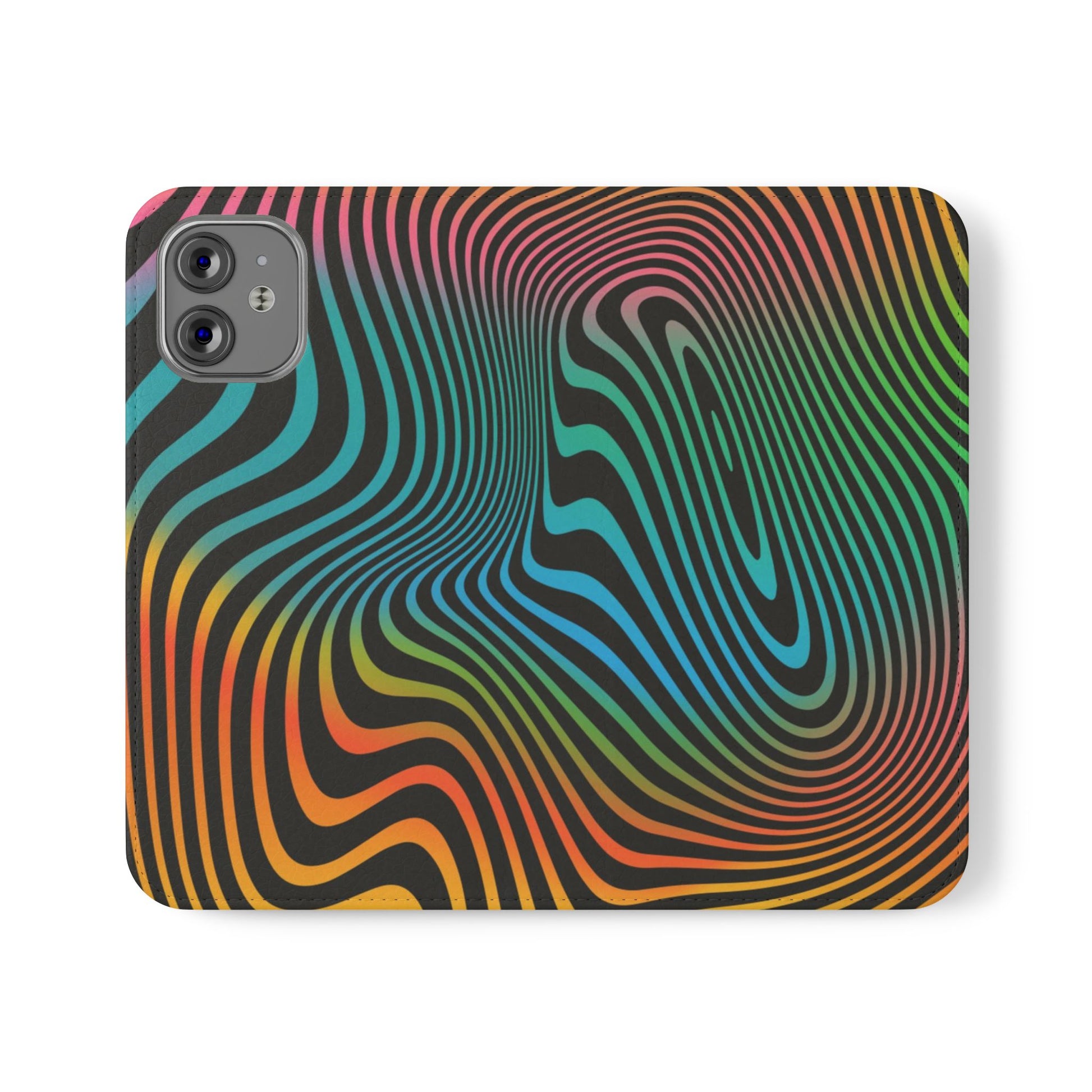 Vibrant Abstract Flip Case for Phone, Colorful Phone Wallet, Trendy Protective Cover, Unique Gift for Tech Lovers, Modern Accessories - FORMO