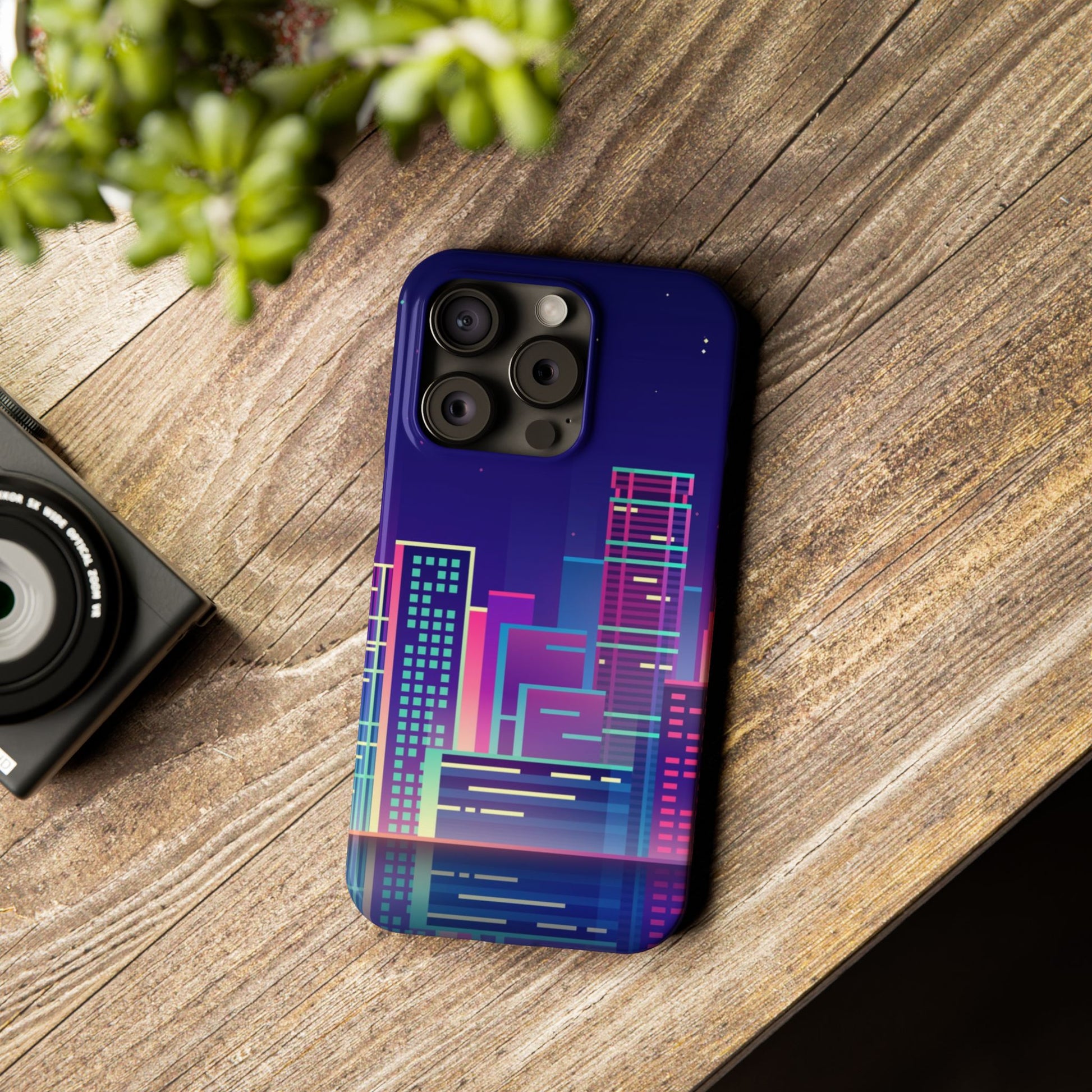 Urban Skyline Slim Phone Cases, Cityscape iPhone Cover, Colorful Night Design, Trendy Phone Accessory, Gifts for City Lovers - FORMO