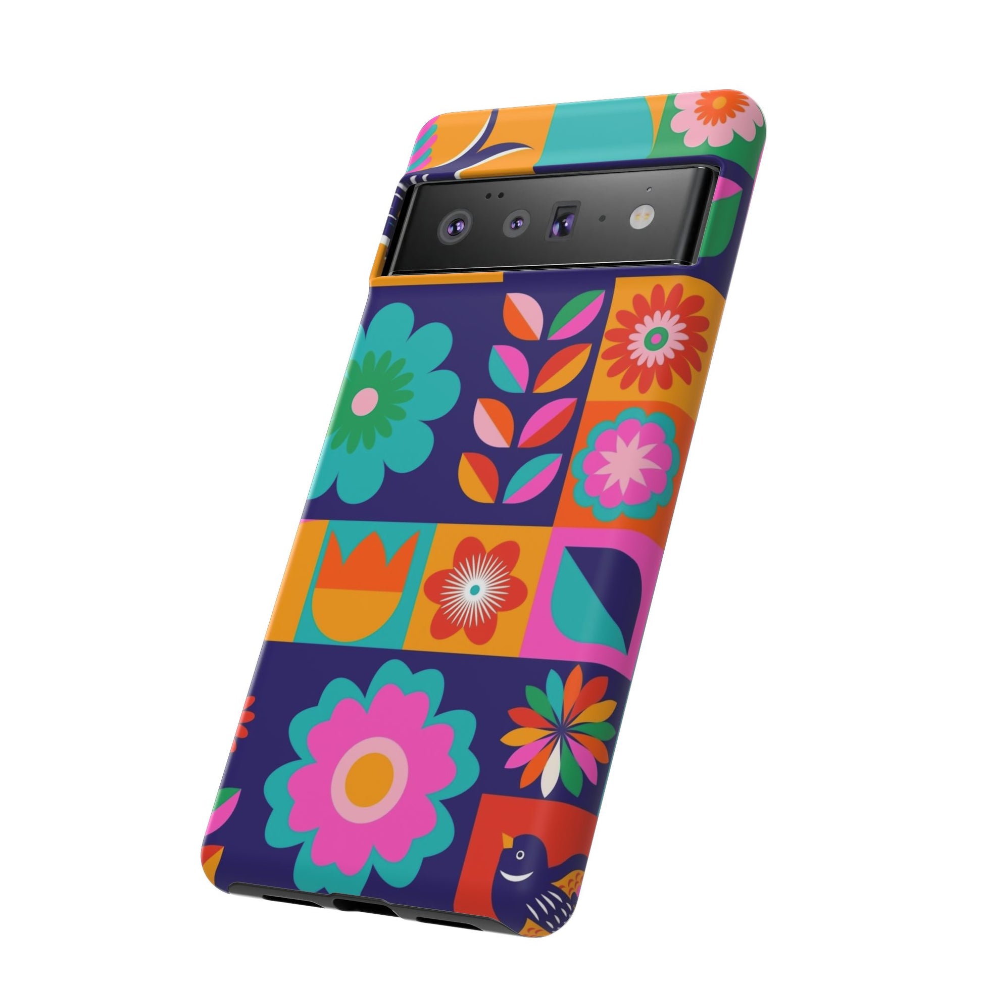 Colorful Floral Phone Case, Tough Cases for Protection, Vibrant Design Cover for Gift, Stylish Cell Phone Accessory, Fun Floral Designs - FORMO